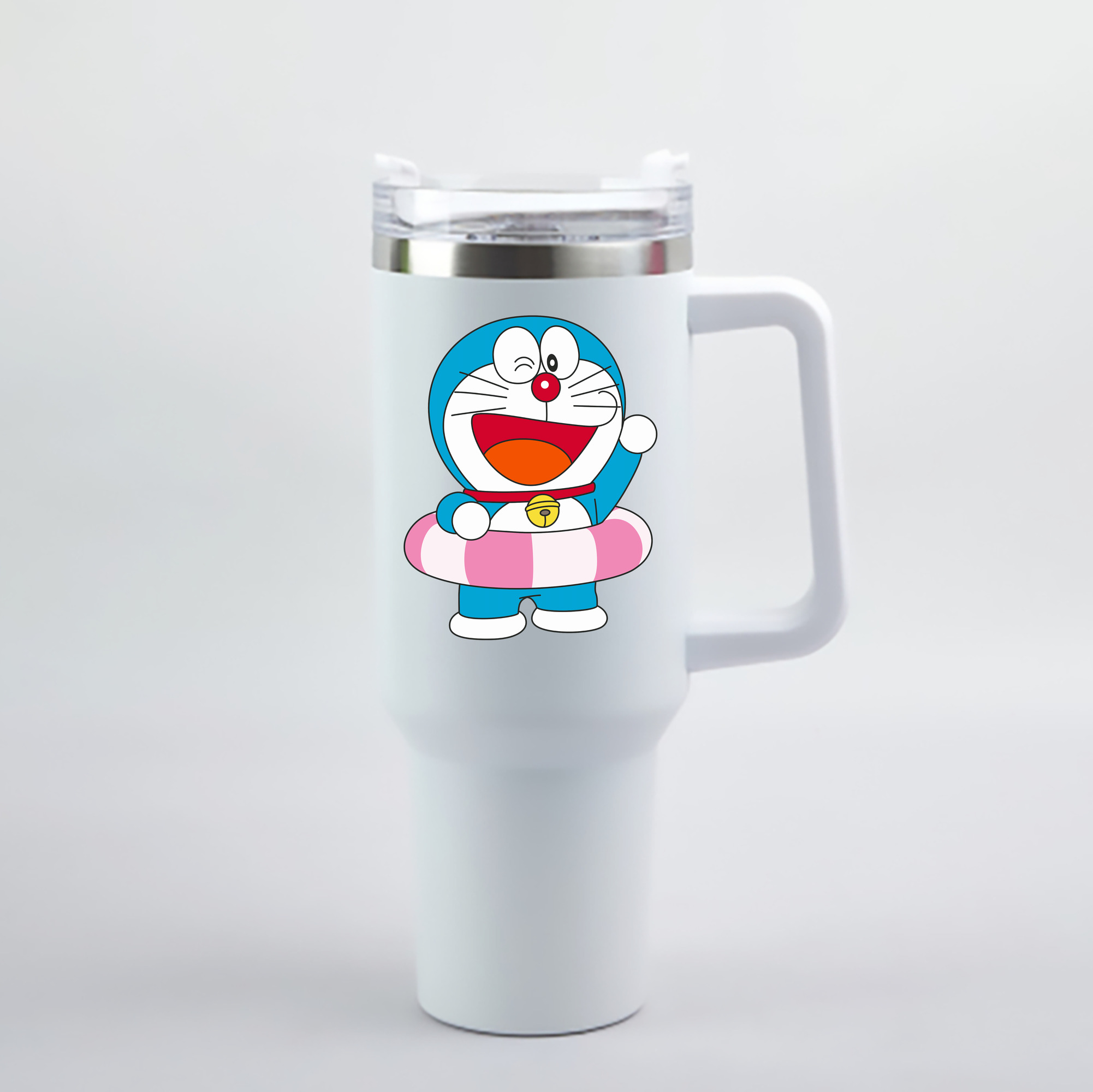 （画像用） ドラえもん Doraemon 1200mL車用タンブラー - クリスタルステッカー（プラスチックストロー付き）