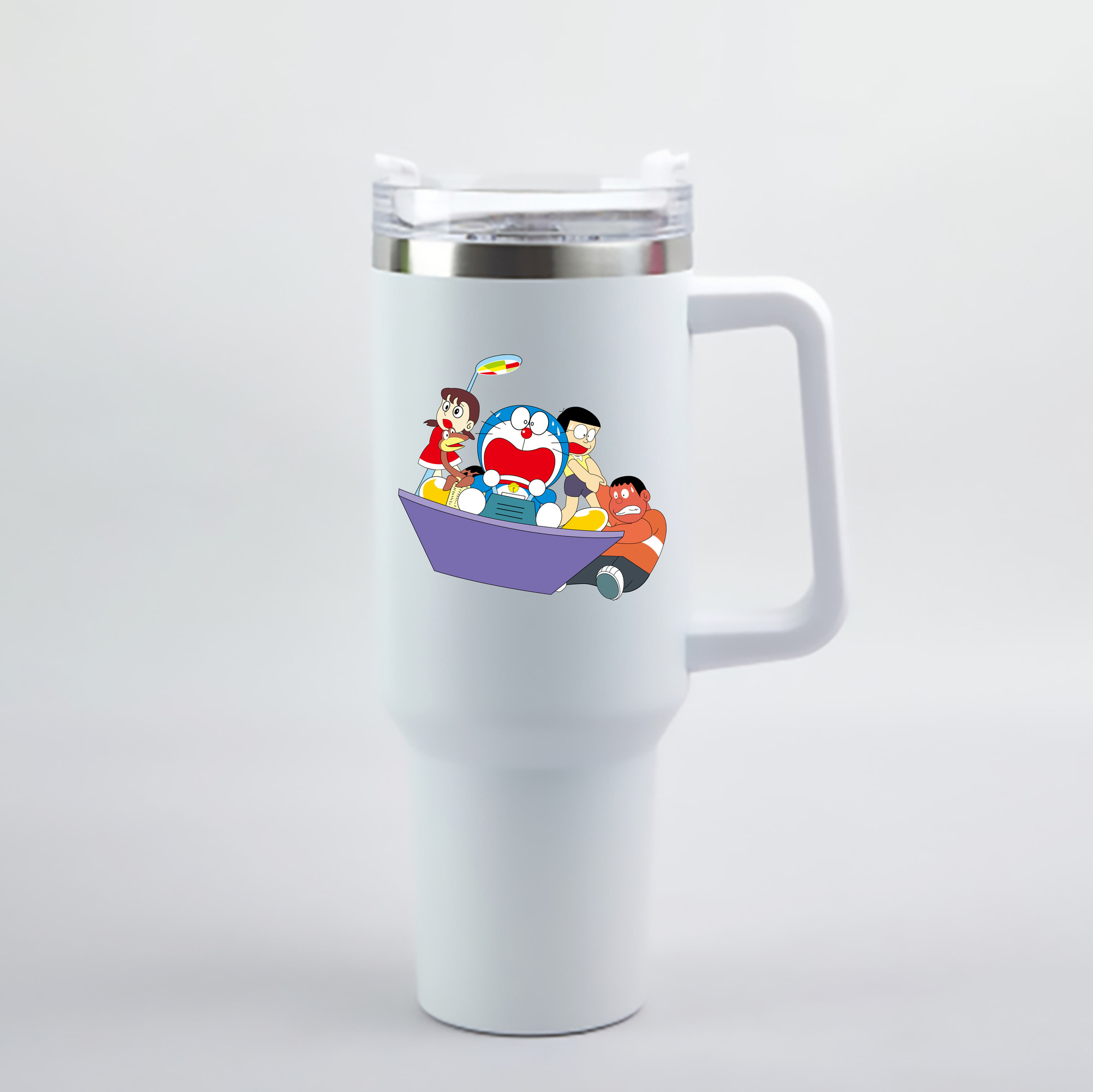 （画像用） ドラえもん Doraemon 1200mL車用タンブラー - クリスタルステッカー（プラスチックストロー付き）
