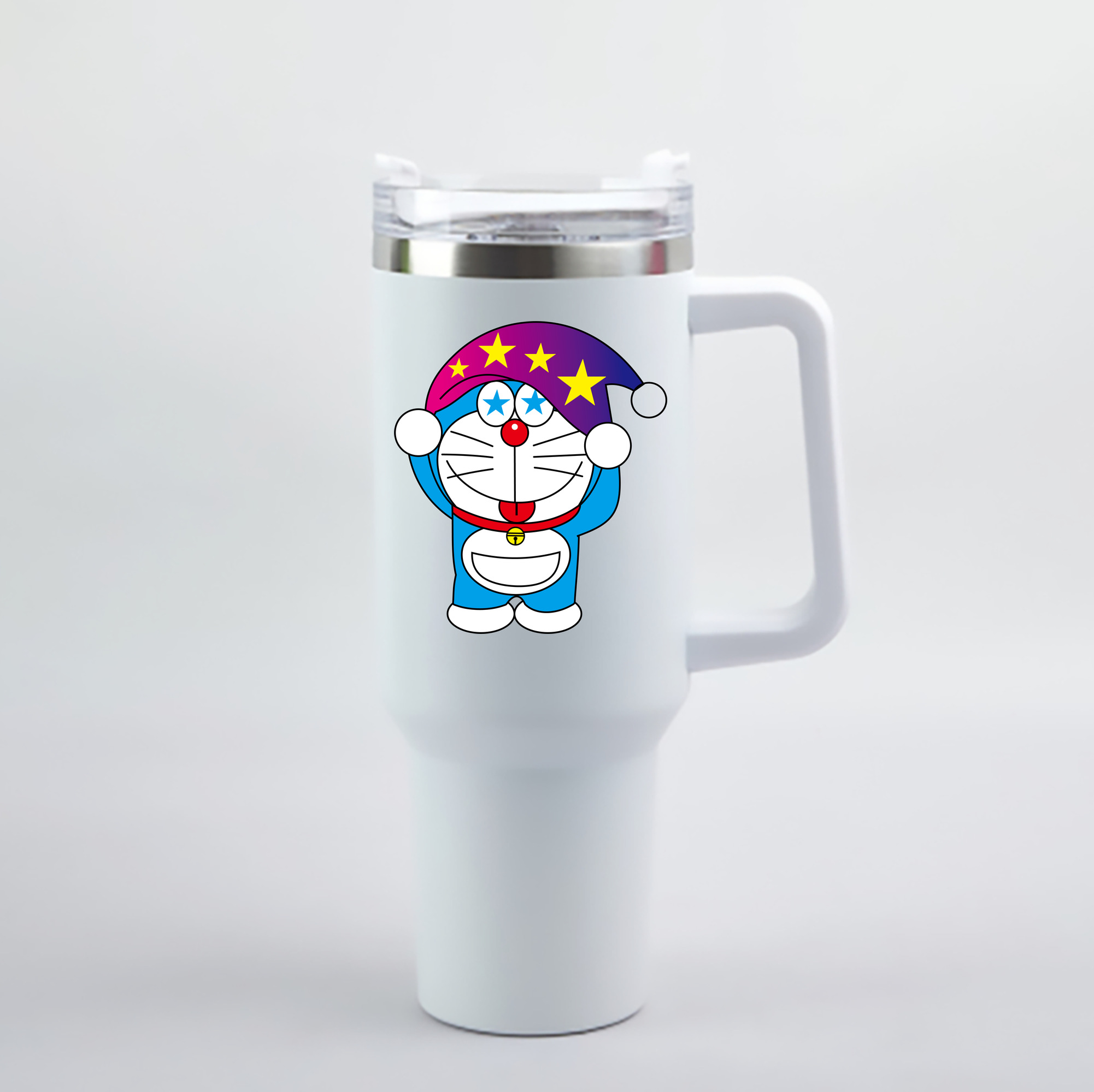 （画像用） ドラえもん Doraemon 1200mL車用タンブラー - クリスタルステッカー（プラスチックストロー付き）