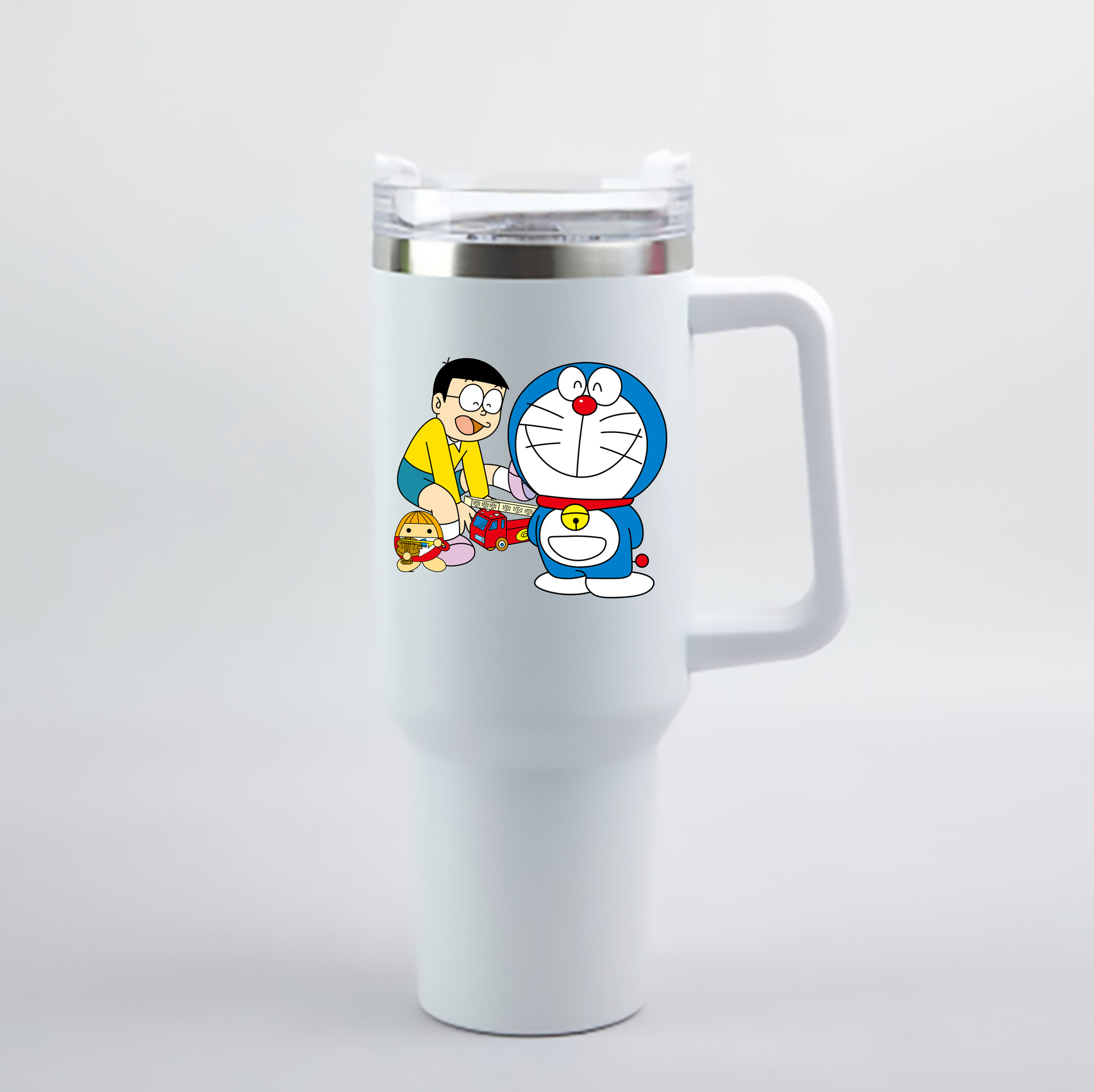 （画像用） ドラえもん Doraemon 1200mL車用タンブラー - クリスタルステッカー（プラスチックストロー付き）
