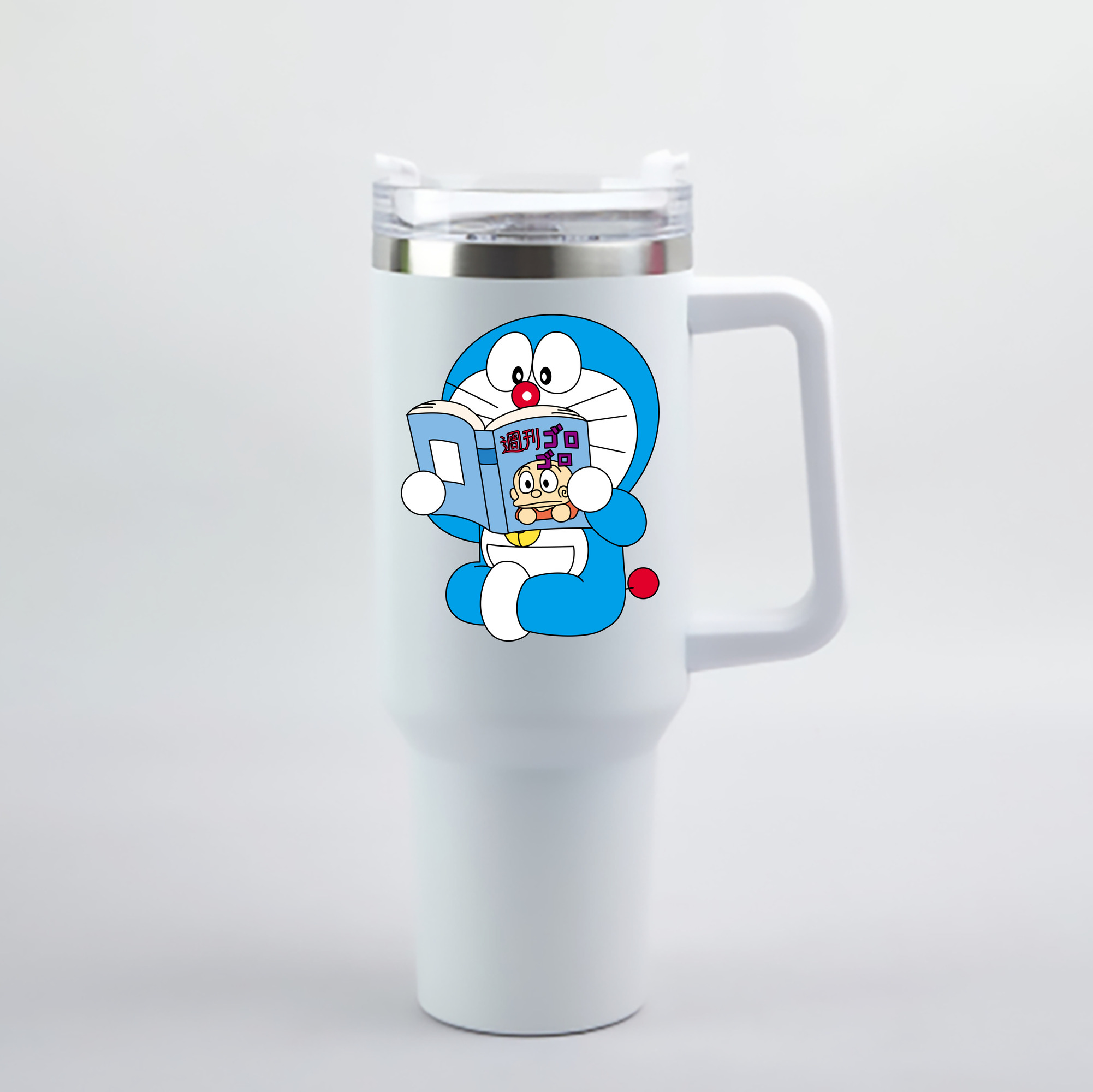 （画像用） ドラえもん Doraemon 1200mL車用タンブラー - クリスタルステッカー（プラスチックストロー付き）