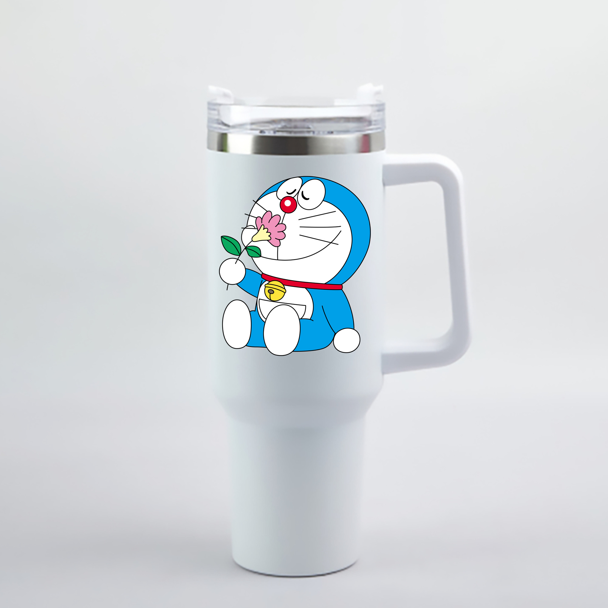 （画像用） ドラえもん Doraemon 1200mL車用タンブラー - クリスタルステッカー（プラスチックストロー付き）