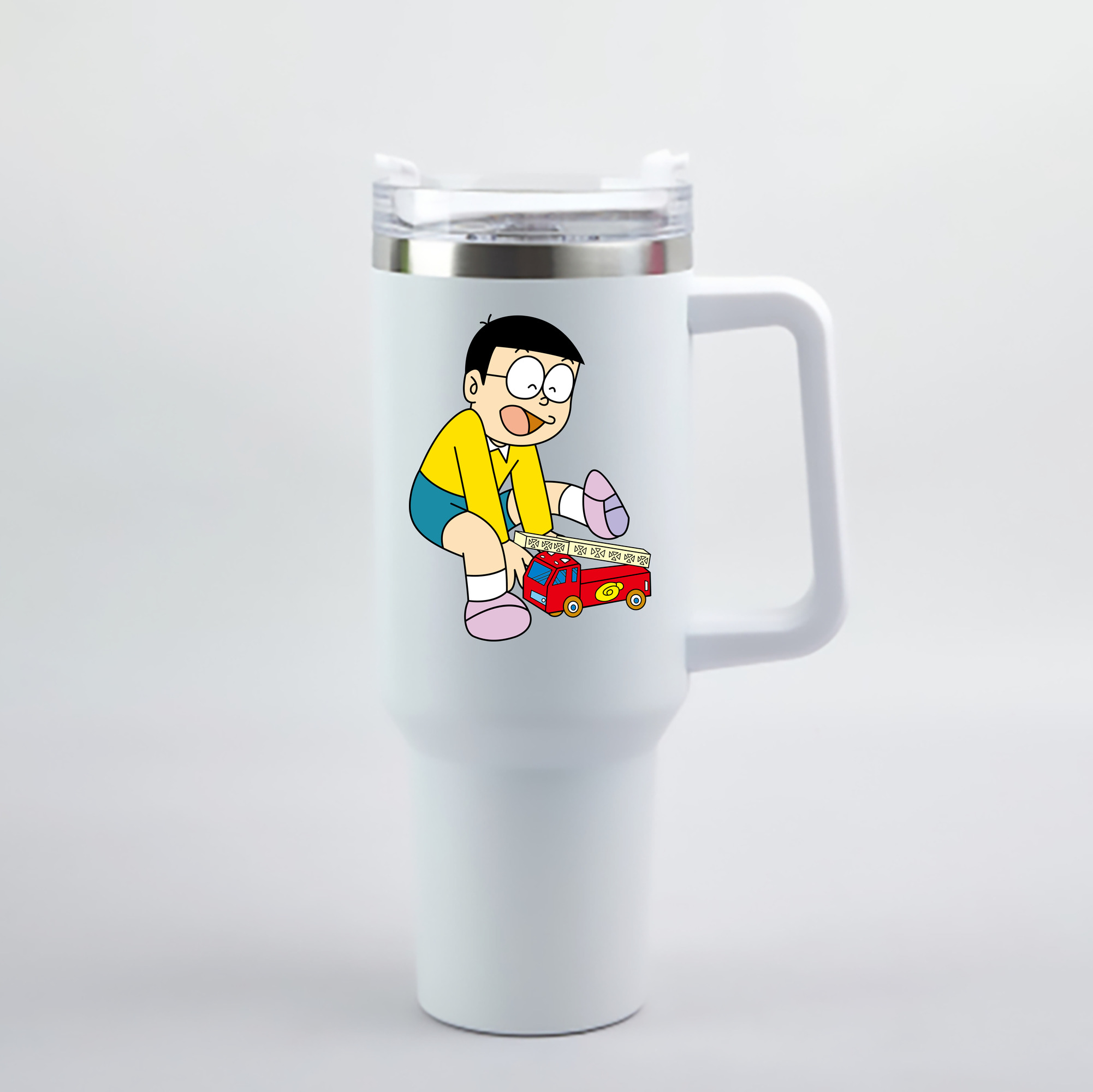（画像用） ドラえもん 野比 のび太 Doraemon Nobita Nobi 1200mL車用タンブラー - クリスタルステッカー（プラスチックストロー付き）