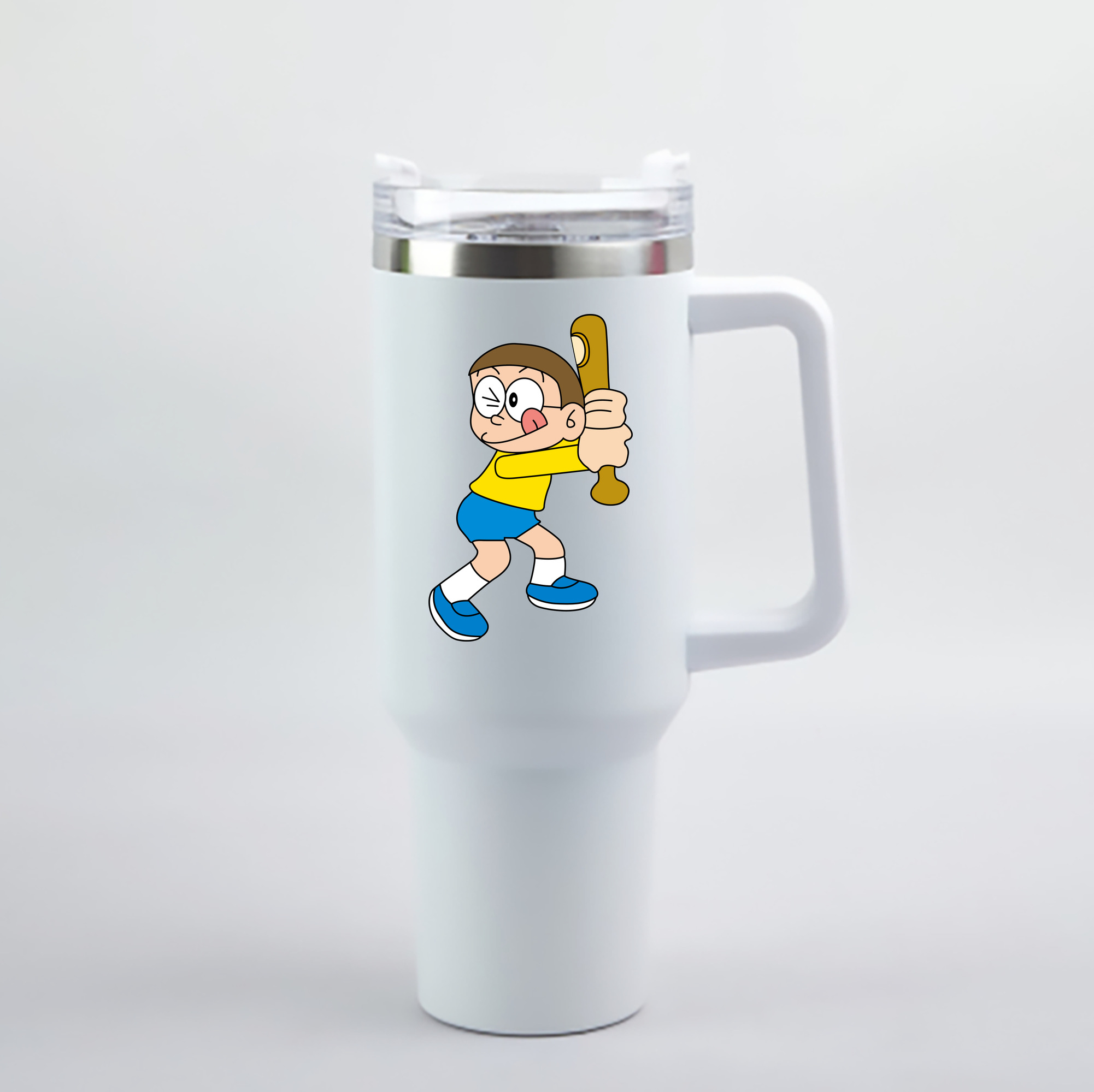 （画像用） ドラえもん 野比 のび太 Doraemon Nobita Nobi 1200mL車用タンブラー - クリスタルステッカー（プラスチックストロー付き）