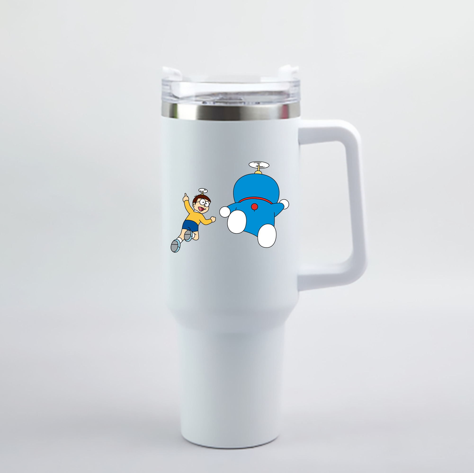 （画像用） ドラえもん 野比 のび太 Doraemon Nobita Nobi 1200mL車用タンブラー - クリスタルステッカー（プラスチックストロー付き）