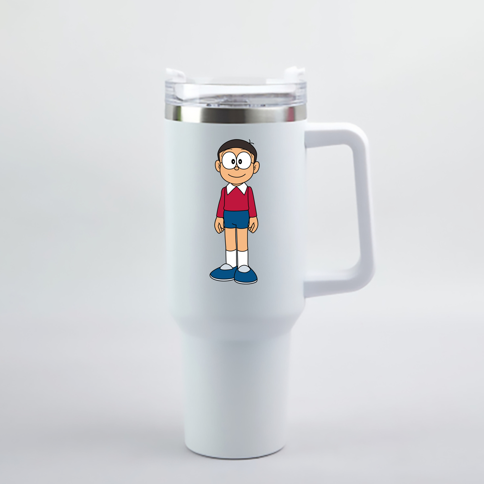 （画像用） ドラえもん 野比 のび太 Doraemon Nobita Nobi 1200mL車用タンブラー - クリスタルステッカー（プラスチックストロー付き）