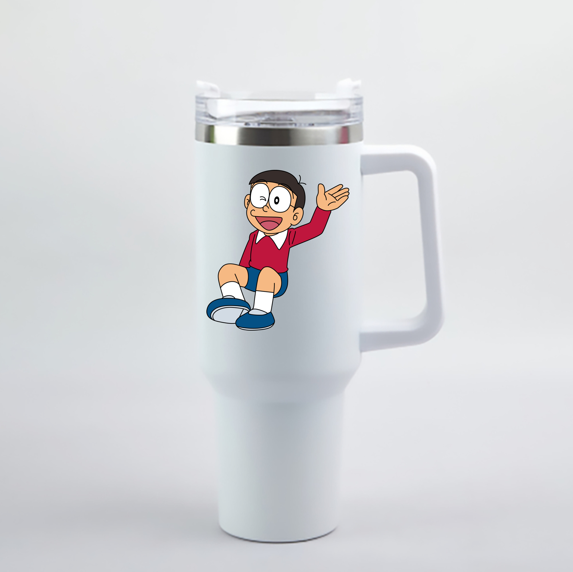 （画像用） ドラえもん 野比 のび太 Doraemon Nobita Nobi 1200mL車用タンブラー - クリスタルステッカー（プラスチックストロー付き）