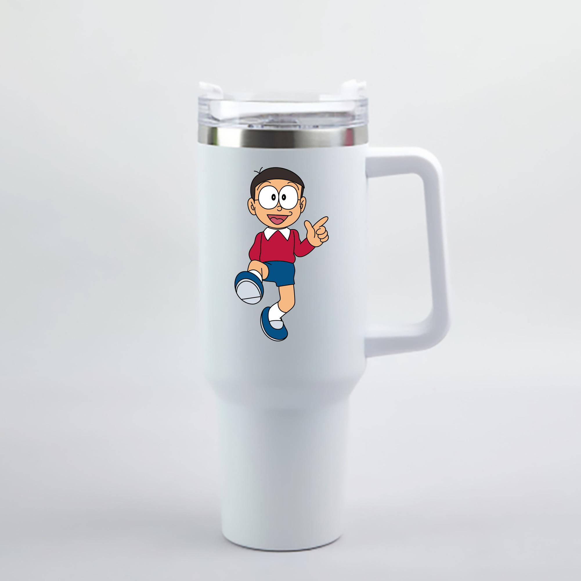 （画像用） ドラえもん 野比 のび太 Doraemon Nobita Nobi 1200mL車用タンブラー - クリスタルステッカー（プラスチックストロー付き）