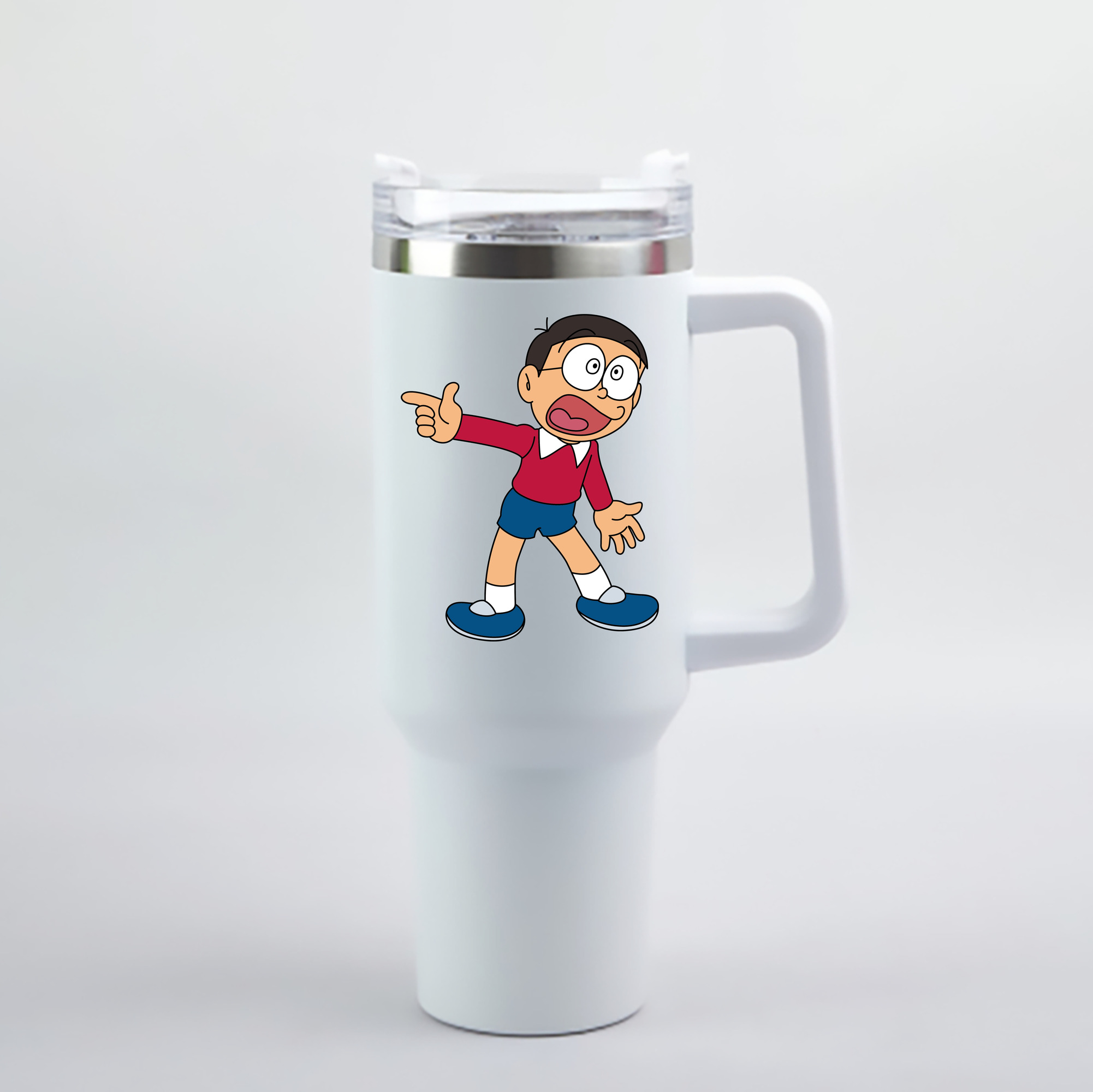 （画像用） ドラえもん 野比 のび太 Doraemon Nobita Nobi 1200mL車用タンブラー - クリスタルステッカー（プラスチックストロー付き）