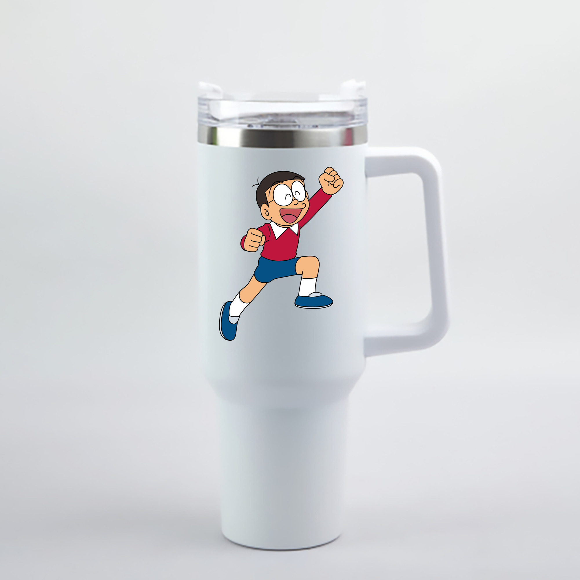 （画像用） ドラえもん 野比 のび太 Doraemon Nobita Nobi 1200mL車用タンブラー - クリスタルステッカー（プラスチックストロー付き）