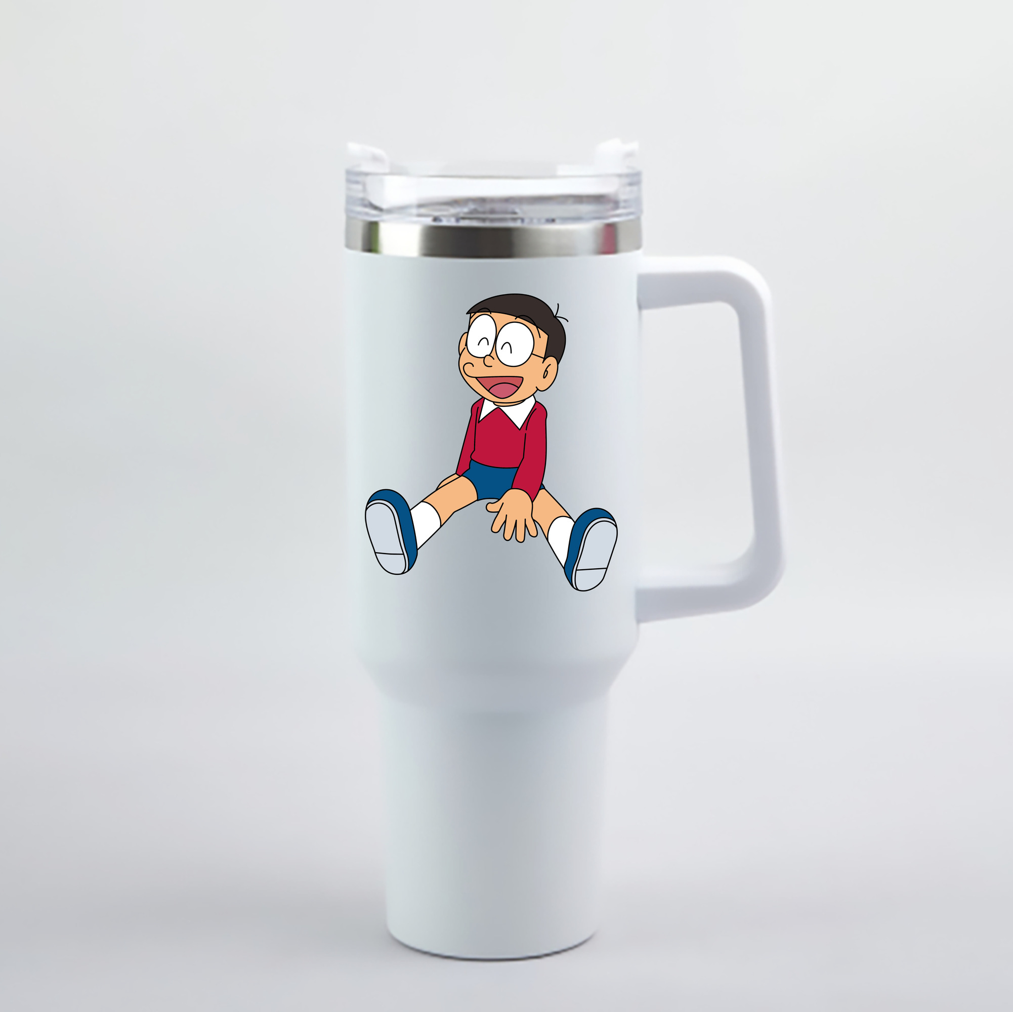 （画像用） ドラえもん 野比 のび太 Doraemon Nobita Nobi 1200mL車用タンブラー - クリスタルステッカー（プラスチックストロー付き）