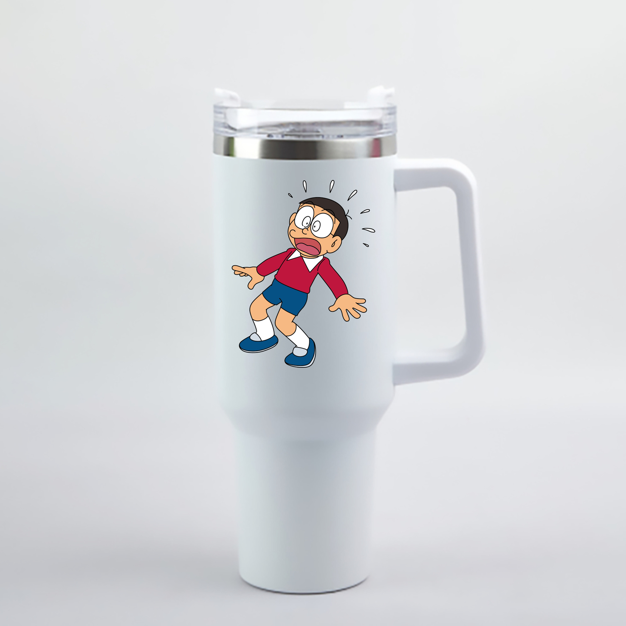 （画像用） ドラえもん 野比 のび太 Doraemon Nobita Nobi 1200mL車用タンブラー - クリスタルステッカー（プラスチックストロー付き）