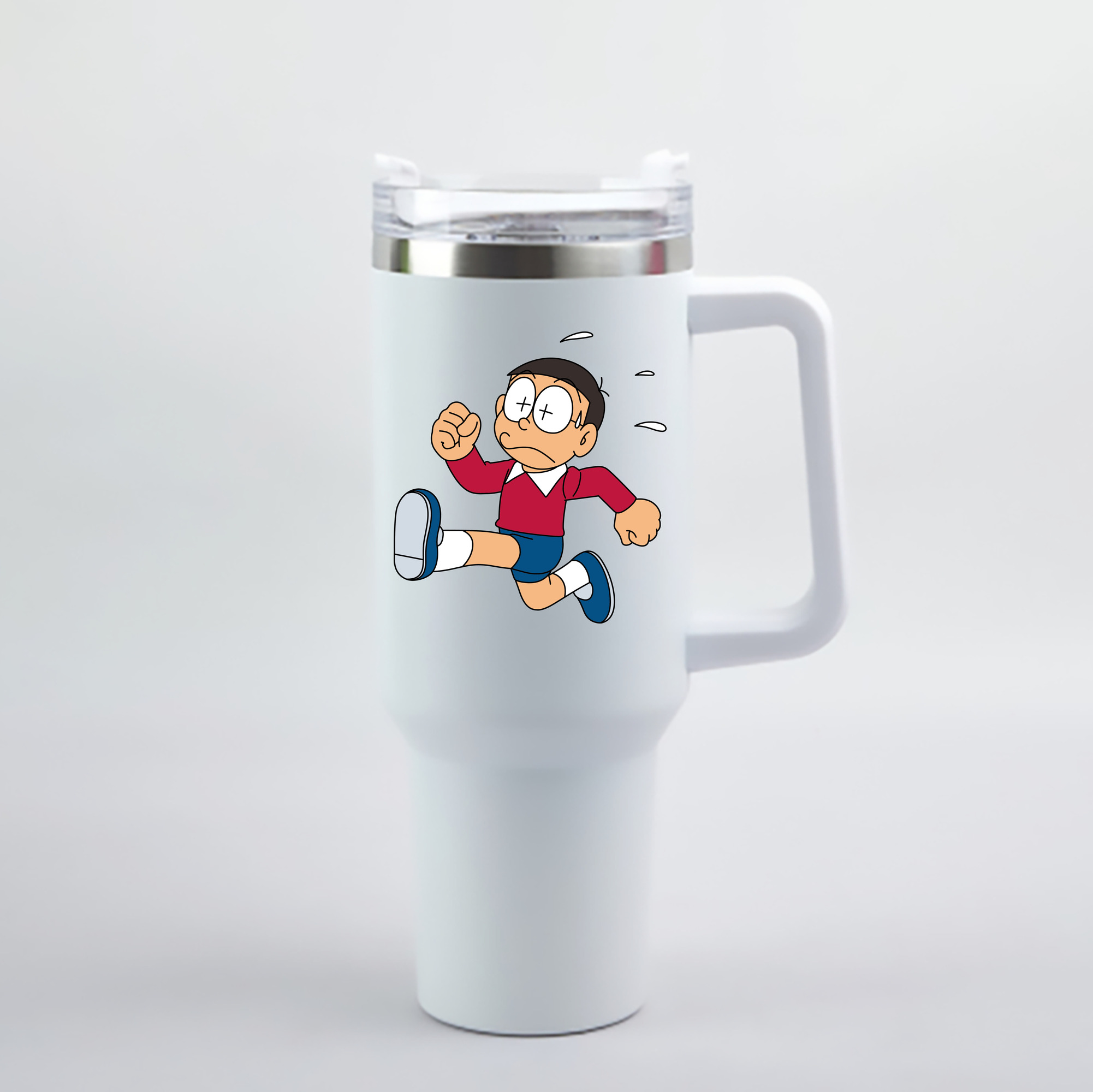 （画像用） ドラえもん 野比 のび太 Doraemon Nobita Nobi 1200mL車用タンブラー - クリスタルステッカー（プラスチックストロー付き）