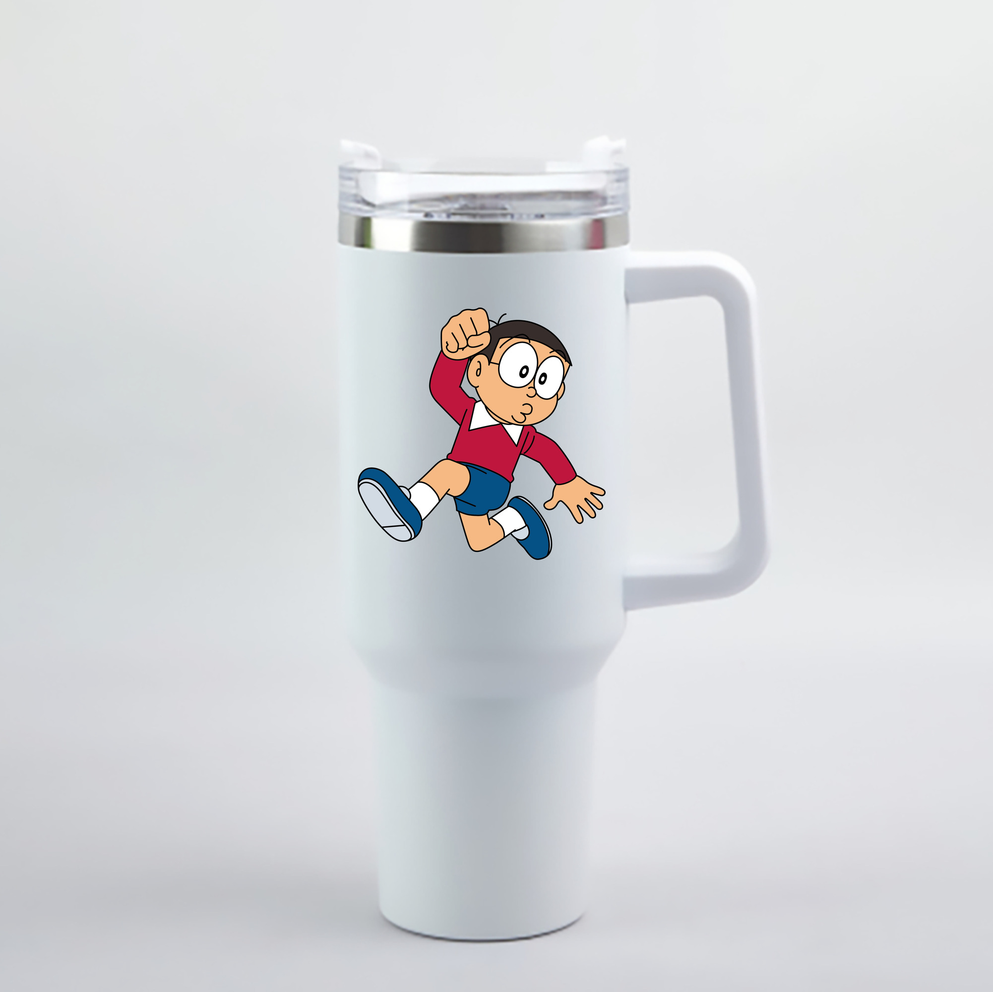 （画像用） ドラえもん 野比 のび太 Doraemon Nobita Nobi 1200mL車用タンブラー - クリスタルステッカー（プラスチックストロー付き）