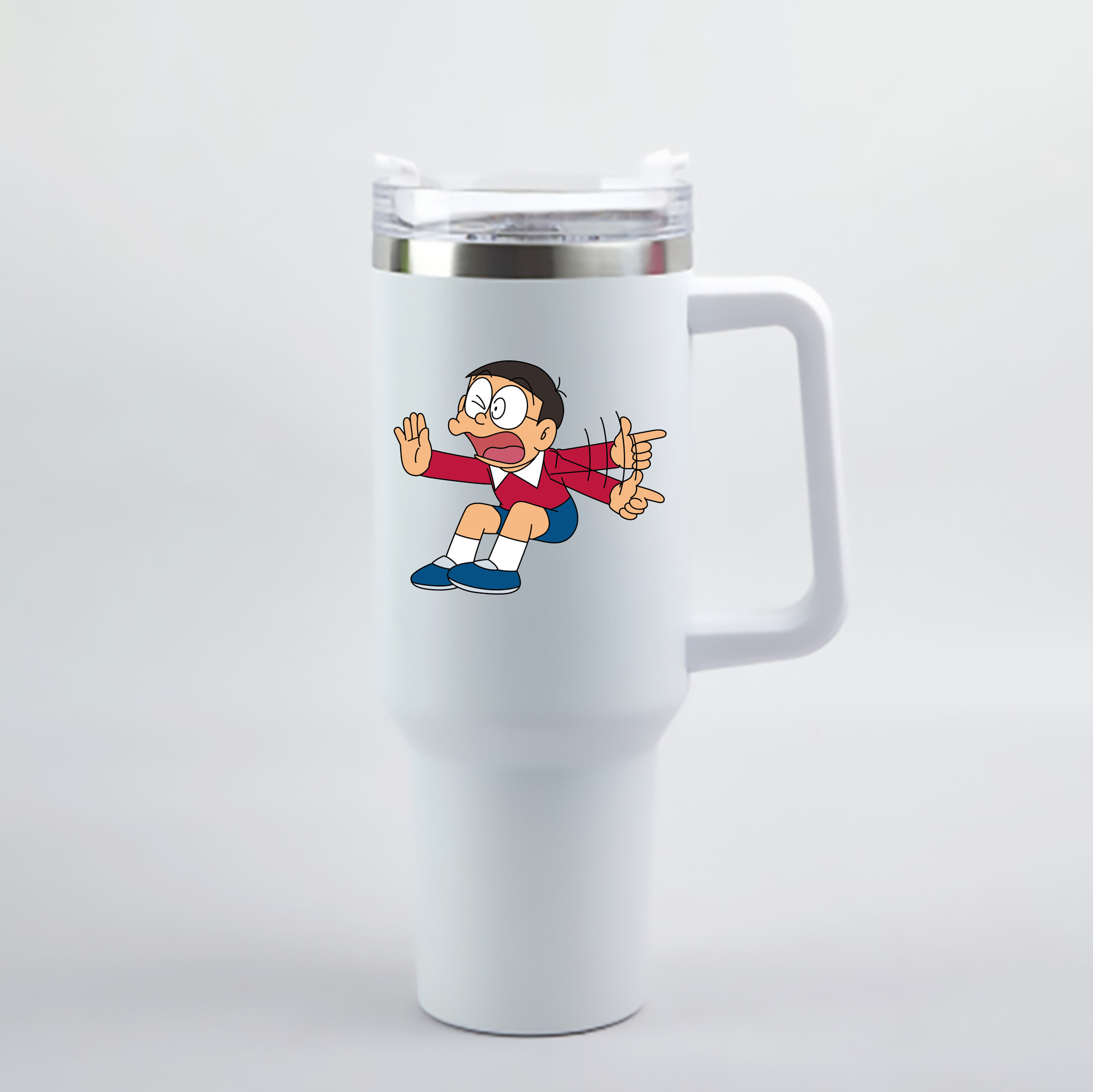 （画像用） ドラえもん 野比 のび太 Doraemon Nobita Nobi 1200mL車用タンブラー - クリスタルステッカー（プラスチックストロー付き）