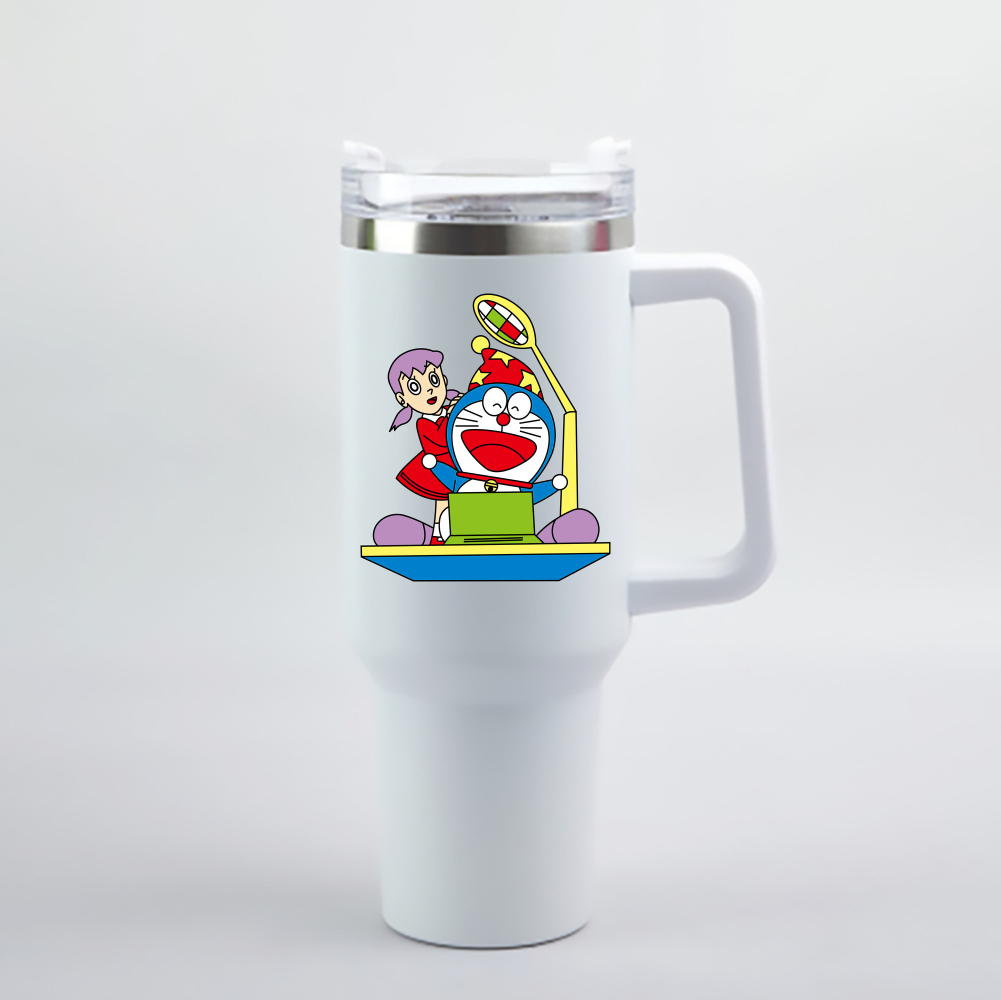 （画像用） ドラえもん みなもと しずか Doraemon Shizuka Minamoto 1200mL車用タンブラー - クリスタルステッカー（プラスチックストロー付き）