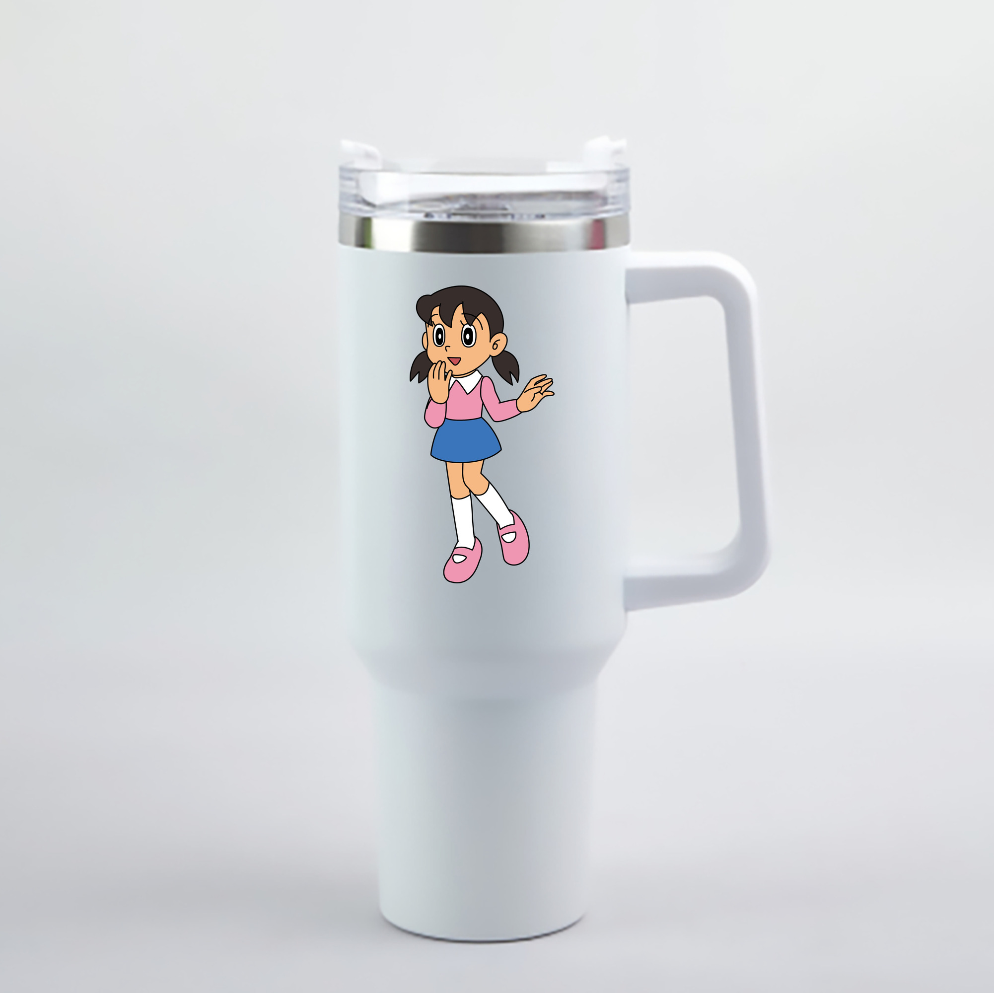 （画像用） ドラえもん みなもと しずか Doraemon Shizuka Minamoto 1200mL車用タンブラー - クリスタルステッカー（プラスチックストロー付き）