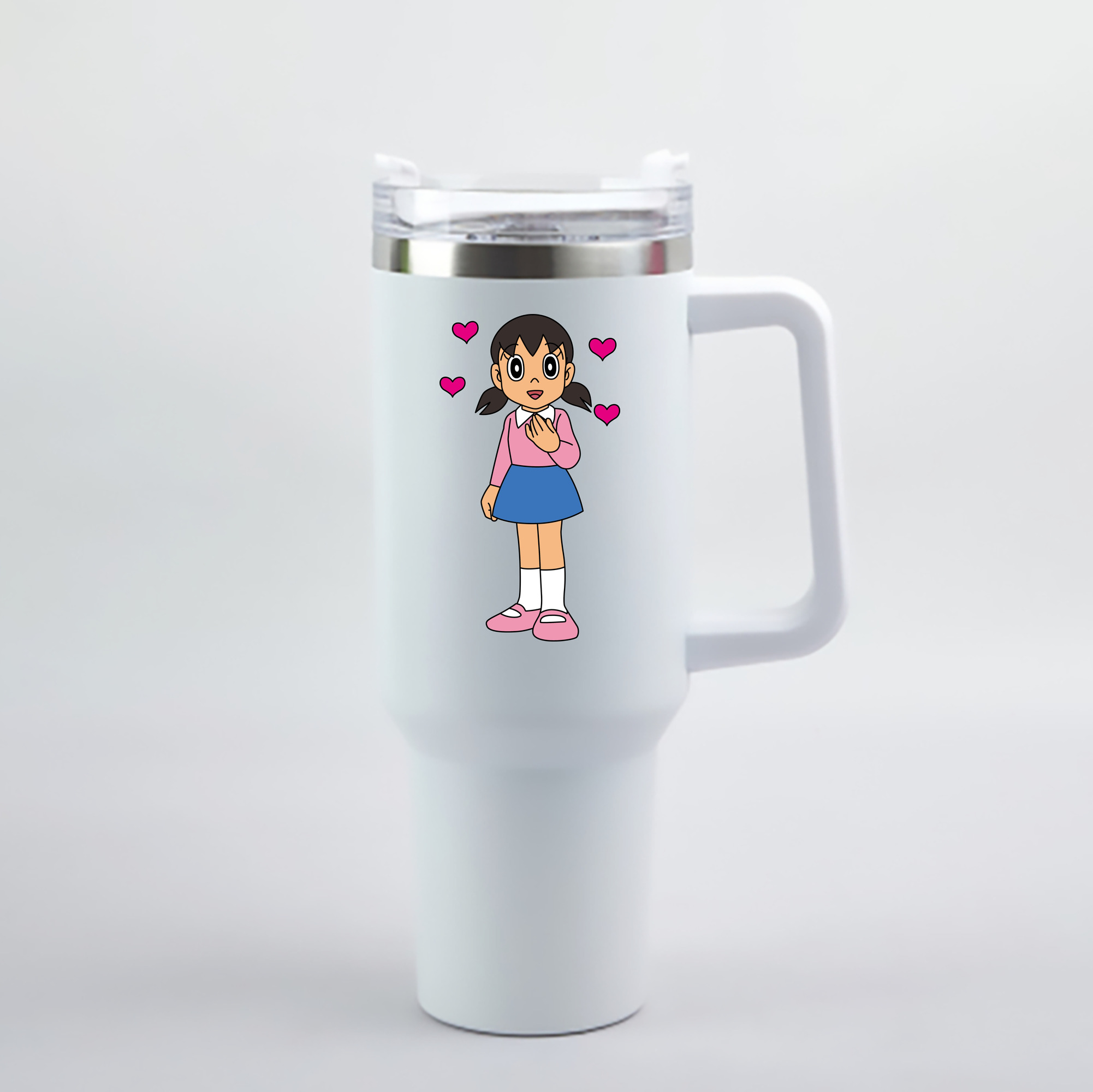 （画像用） ドラえもん みなもと しずか Doraemon Shizuka Minamoto 1200mL車用タンブラー - クリスタルステッカー（プラスチックストロー付き）