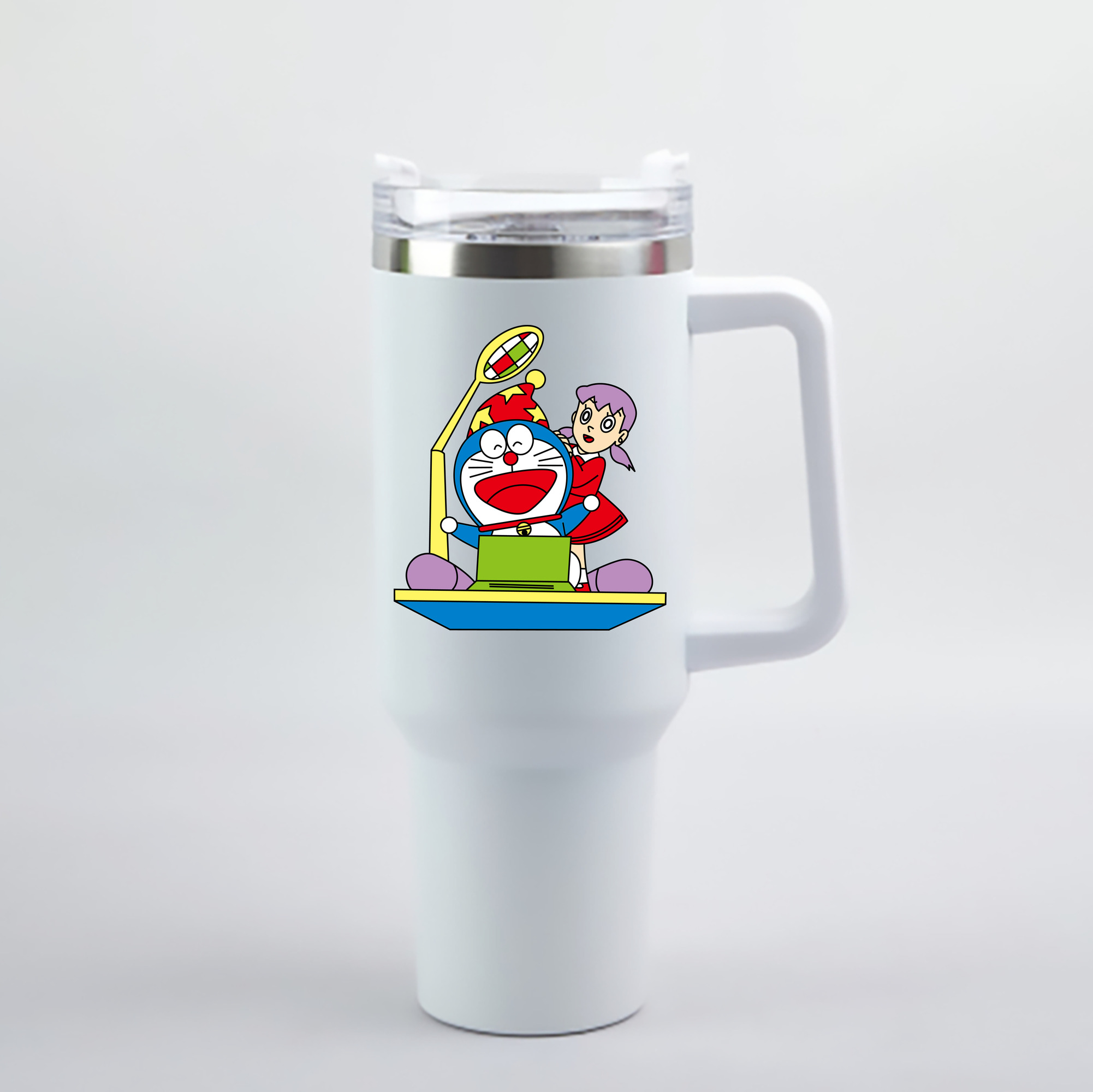 （画像用） ドラえもん みなもと しずか Doraemon Shizuka Minamoto 1200mL車用タンブラー - クリスタルステッカー（プラスチックストロー付き）