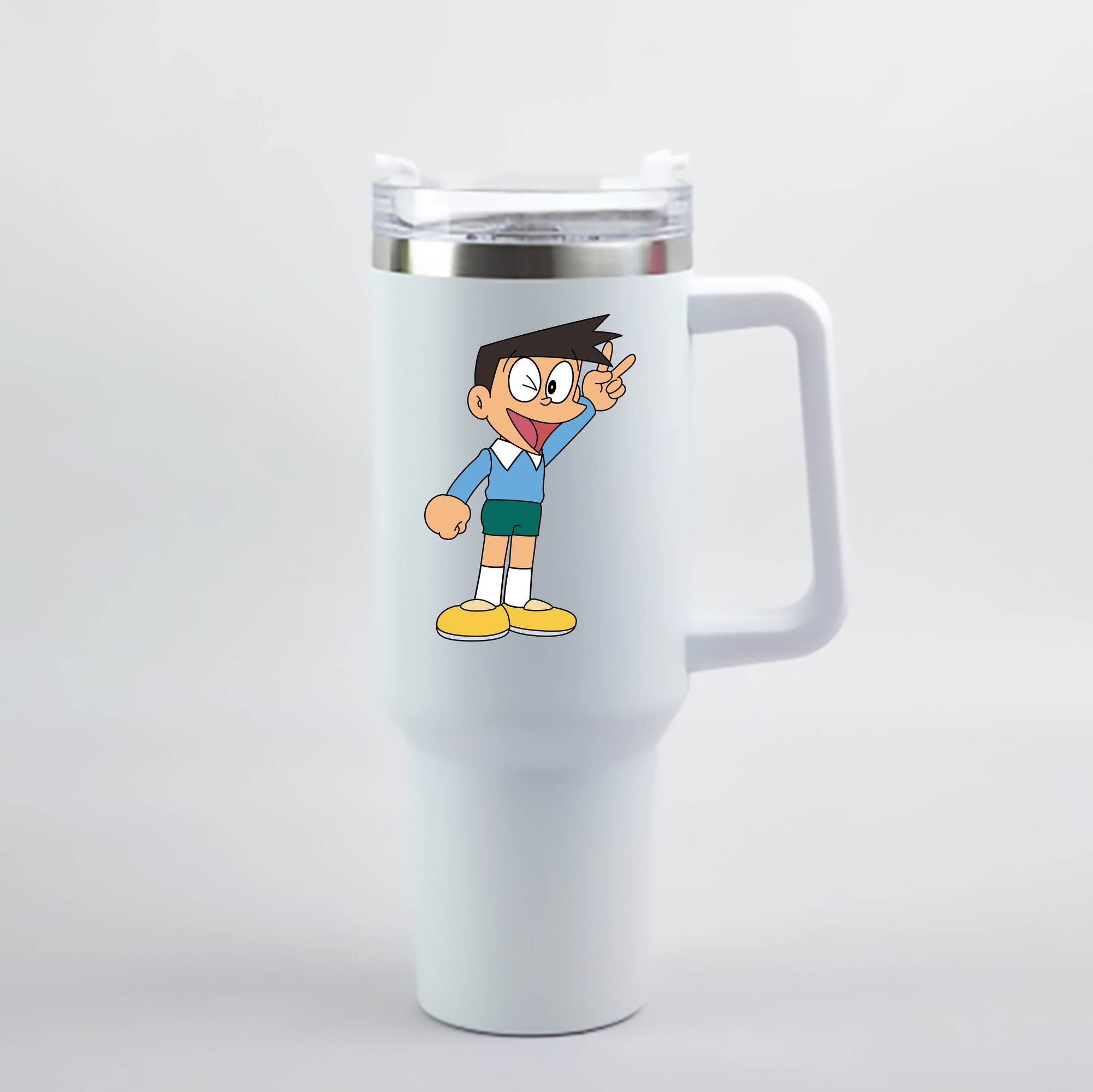 （画像用） ドラえもん 骨川 スネ夫 Doraemon Honekawa Suneo 1200mL車用タンブラー - クリスタルステッカー（プラスチックストロー付き）