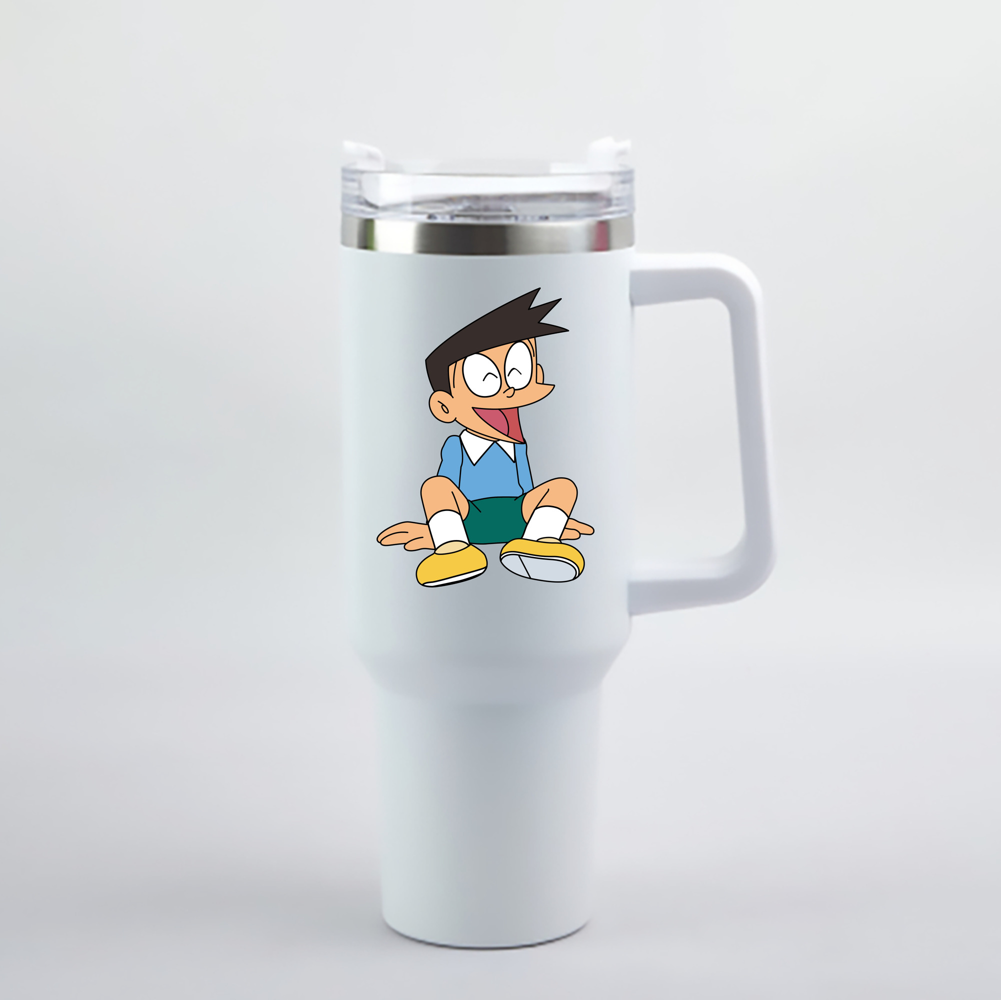 （画像用） ドラえもん 骨川 スネ夫 Doraemon Honekawa Suneo 1200mL車用タンブラー - クリスタルステッカー（プラスチックストロー付き）