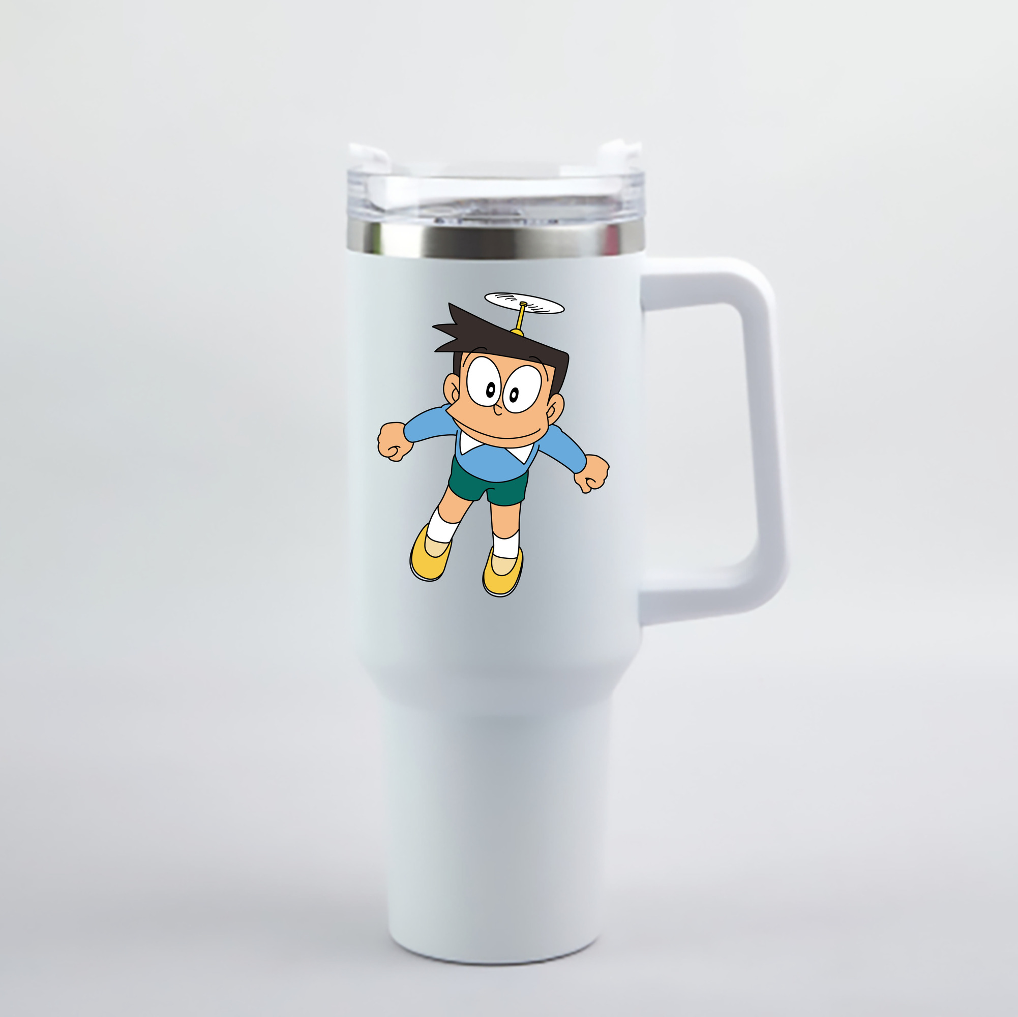 （画像用） ドラえもん 骨川 スネ夫 Doraemon Honekawa Suneo 1200mL車用タンブラー - クリスタルステッカー（プラスチックストロー付き）