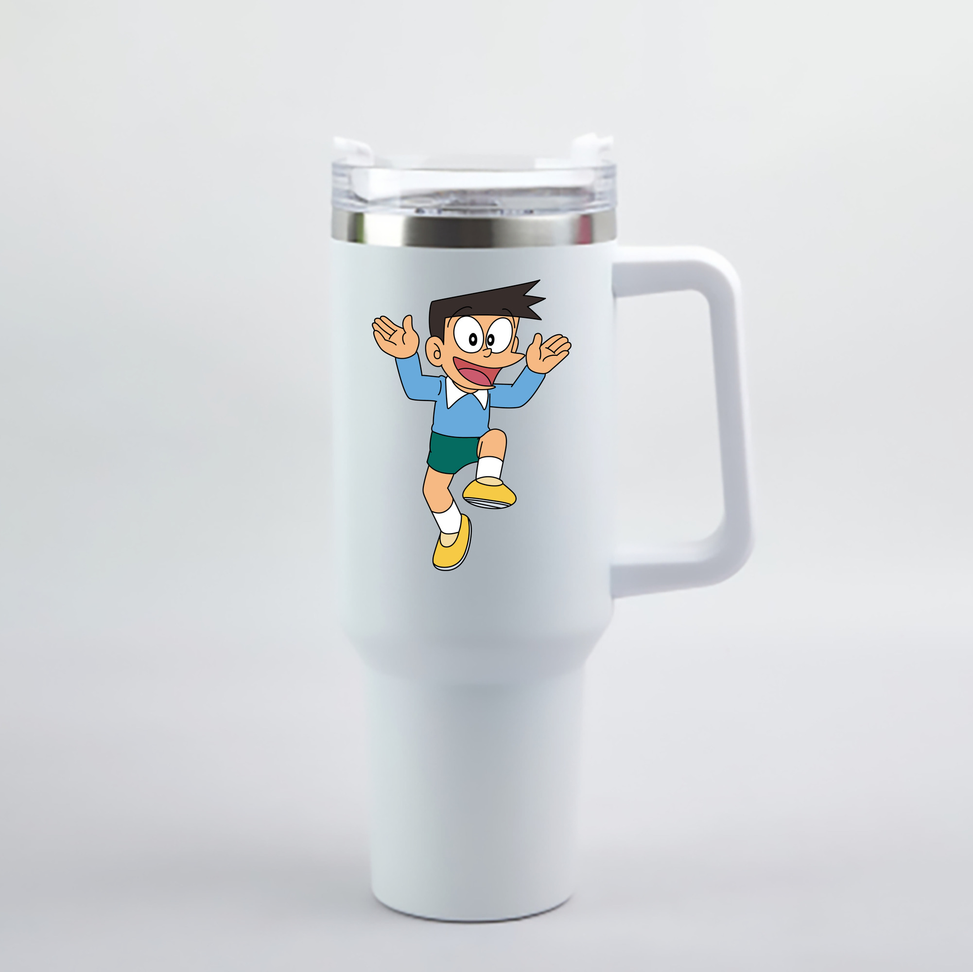 （画像用） ドラえもん 骨川 スネ夫 Doraemon Honekawa Suneo 1200mL車用タンブラー - クリスタルステッカー（プラスチックストロー付き）