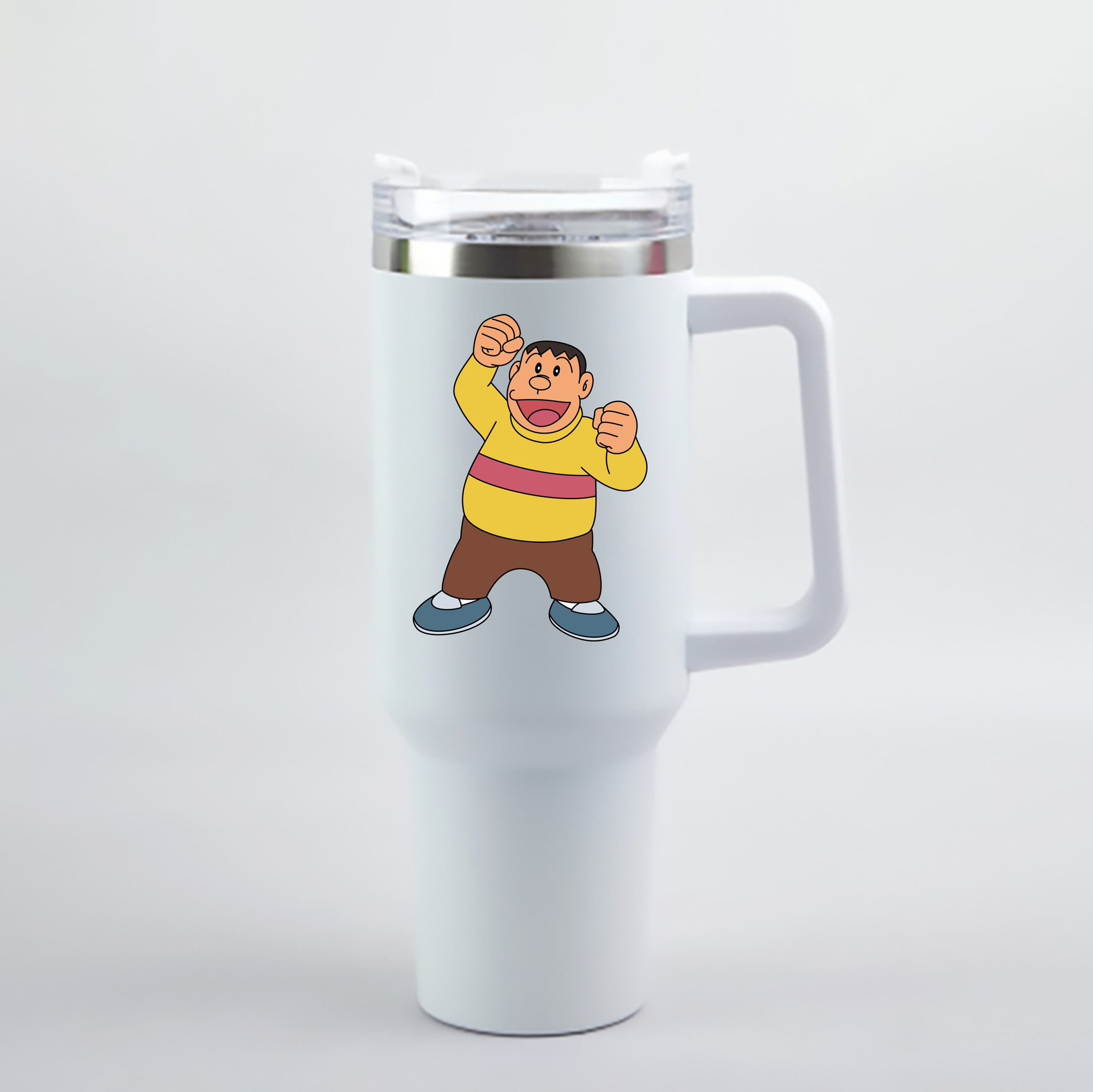 （画像用） ドラえもん 剛田武 Doraemon Gouta Takeshi 1200mL車用タンブラー - クリスタルステッカー（プラスチックストロー付き）