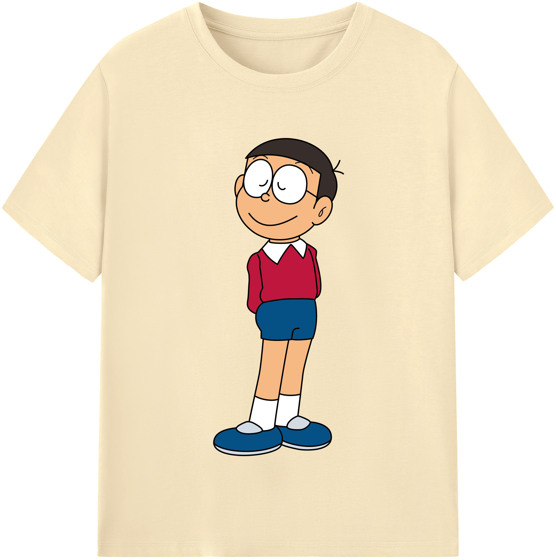 （画像用） ドラえもん 野比 のび太 Doraemon Nobita Nobi 綿100％半袖Tシャツ（フロントプリント）