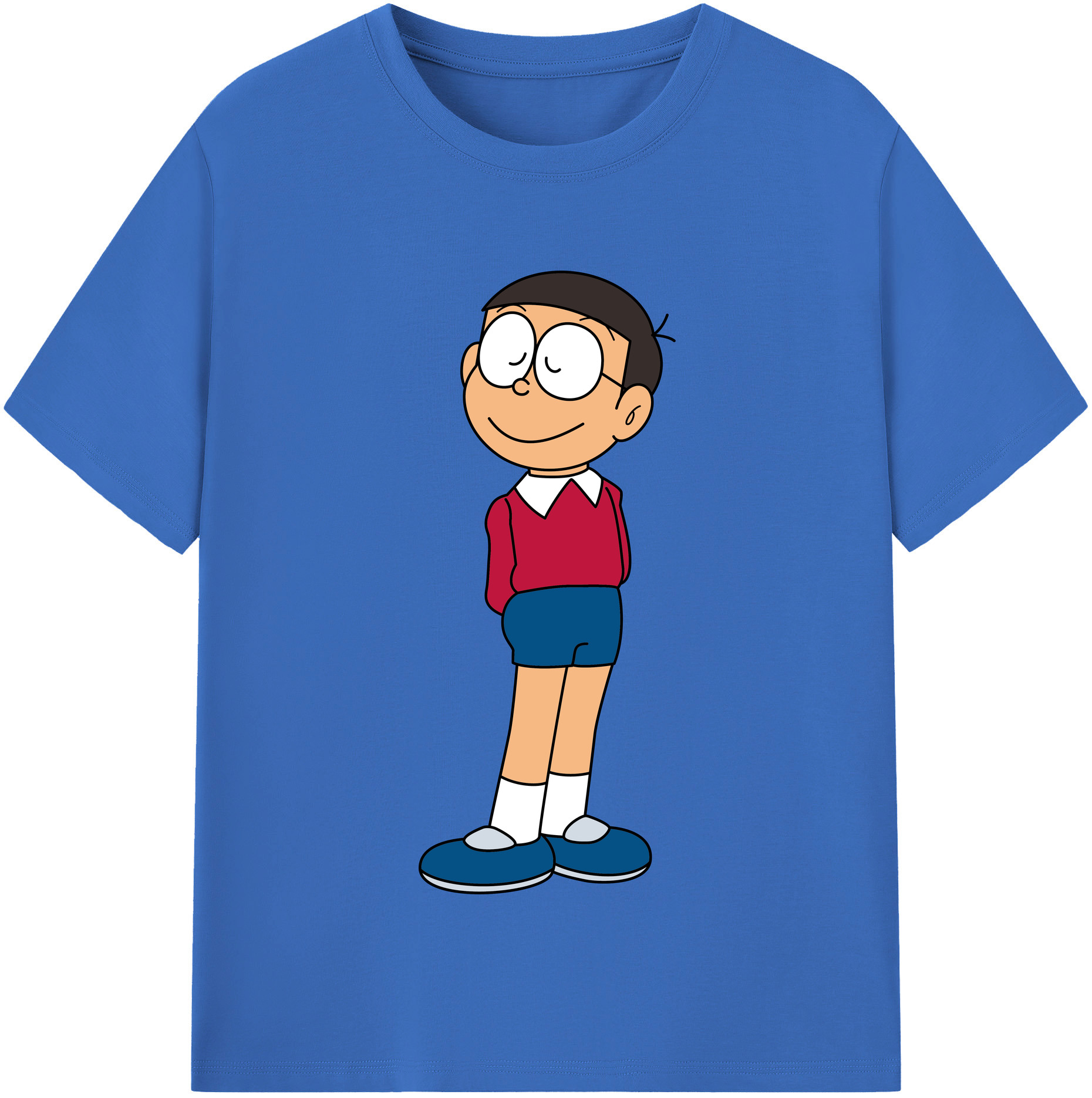 （画像用） ドラえもん 野比 のび太 Doraemon Nobita Nobi 綿100％半袖Tシャツ（フロントプリント）