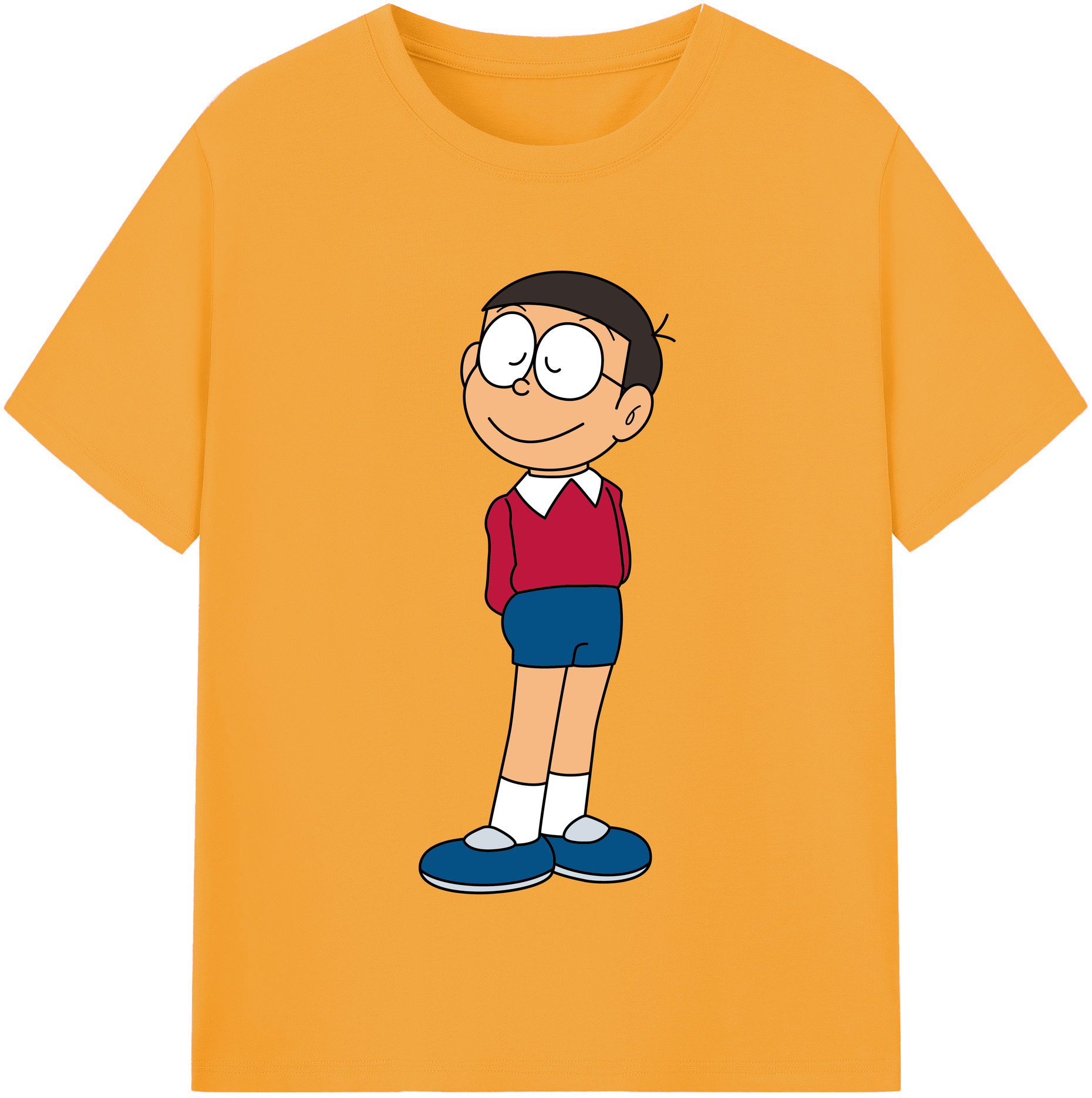 （画像用） ドラえもん 野比 のび太 Doraemon Nobita Nobi 綿100％半袖Tシャツ（フロントプリント）