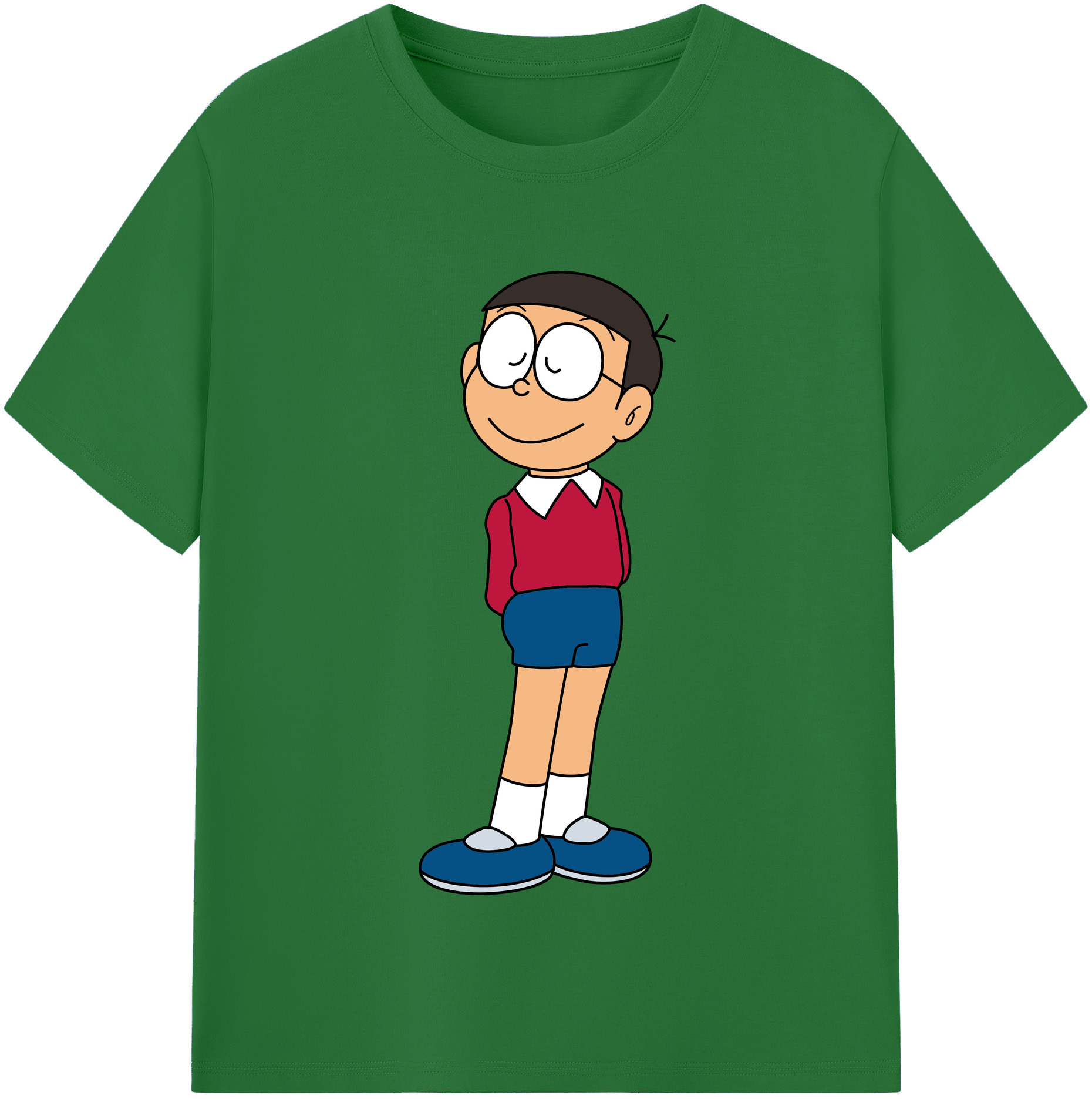 （画像用） ドラえもん 野比 のび太 Doraemon Nobita Nobi 綿100％半袖Tシャツ（フロントプリント）