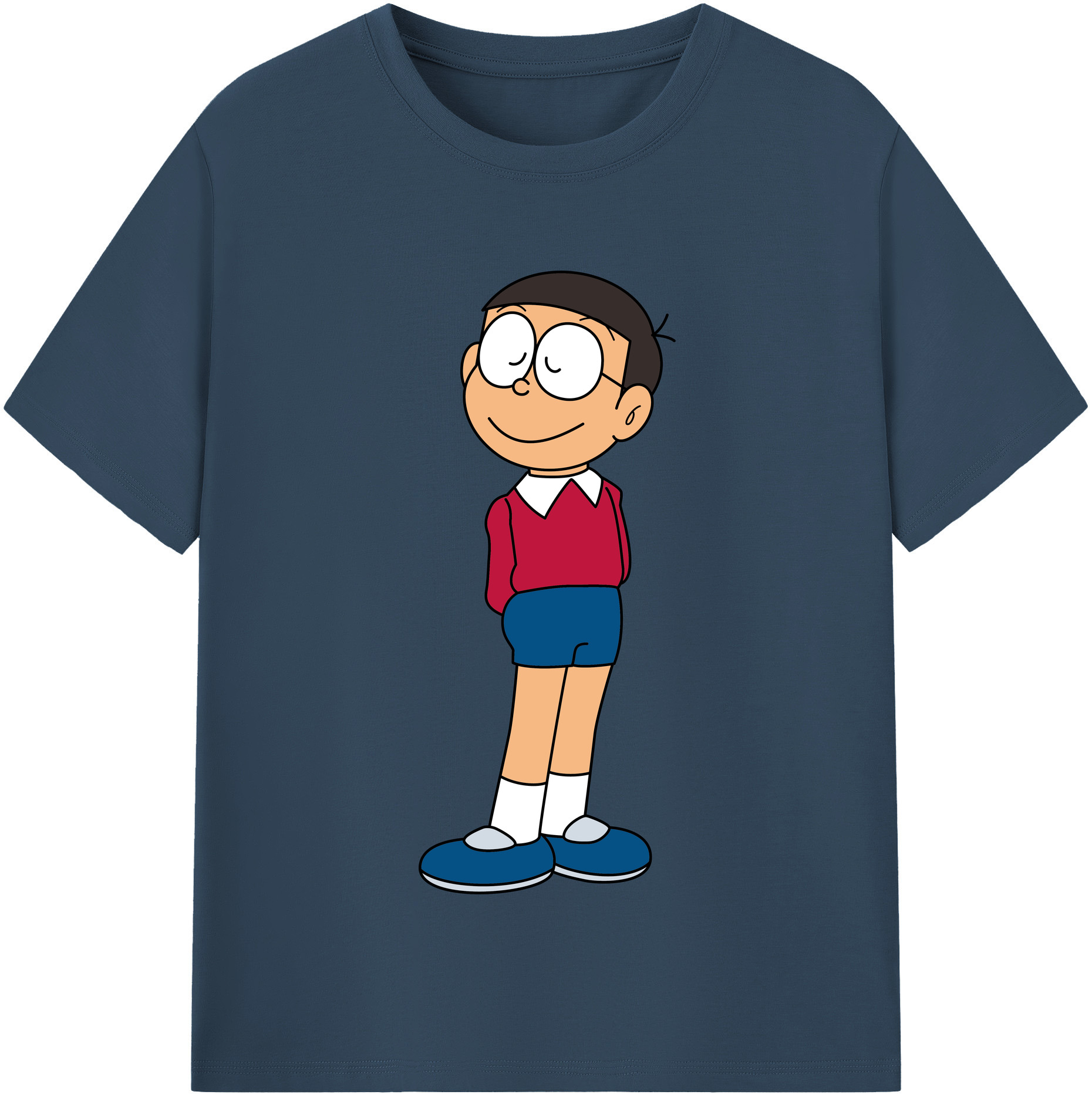 （画像用） ドラえもん 野比 のび太 Doraemon Nobita Nobi 綿100％半袖Tシャツ（フロントプリント）