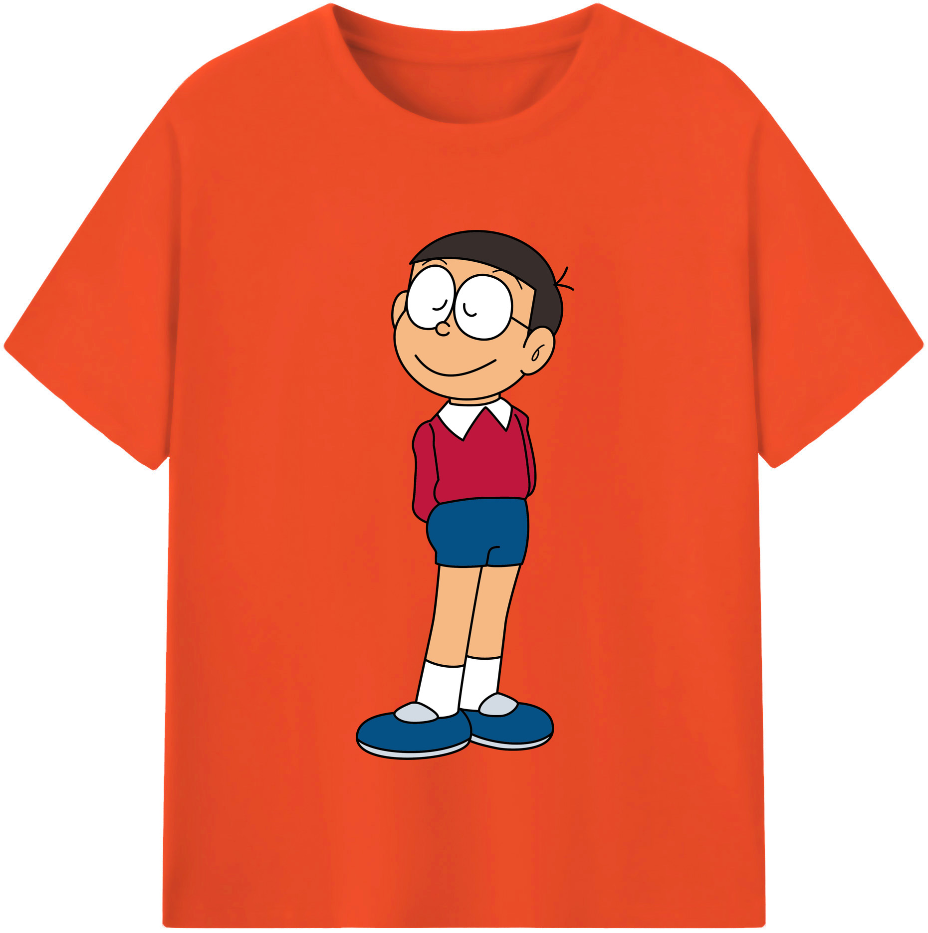 （画像用） ドラえもん 野比 のび太 Doraemon Nobita Nobi 綿100％半袖Tシャツ（フロントプリント）