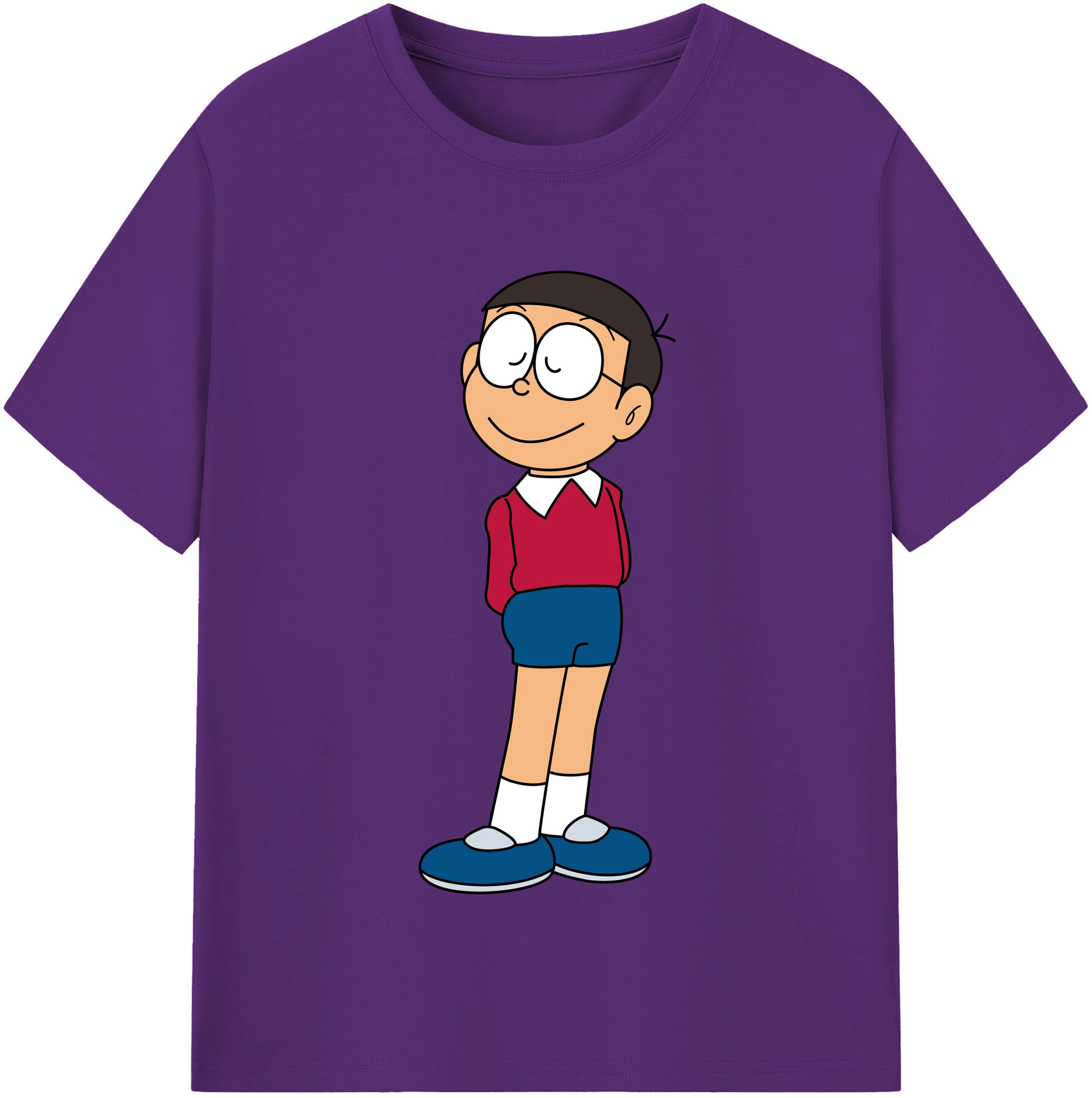 （画像用） ドラえもん 野比 のび太 Doraemon Nobita Nobi 綿100％半袖Tシャツ（フロントプリント）