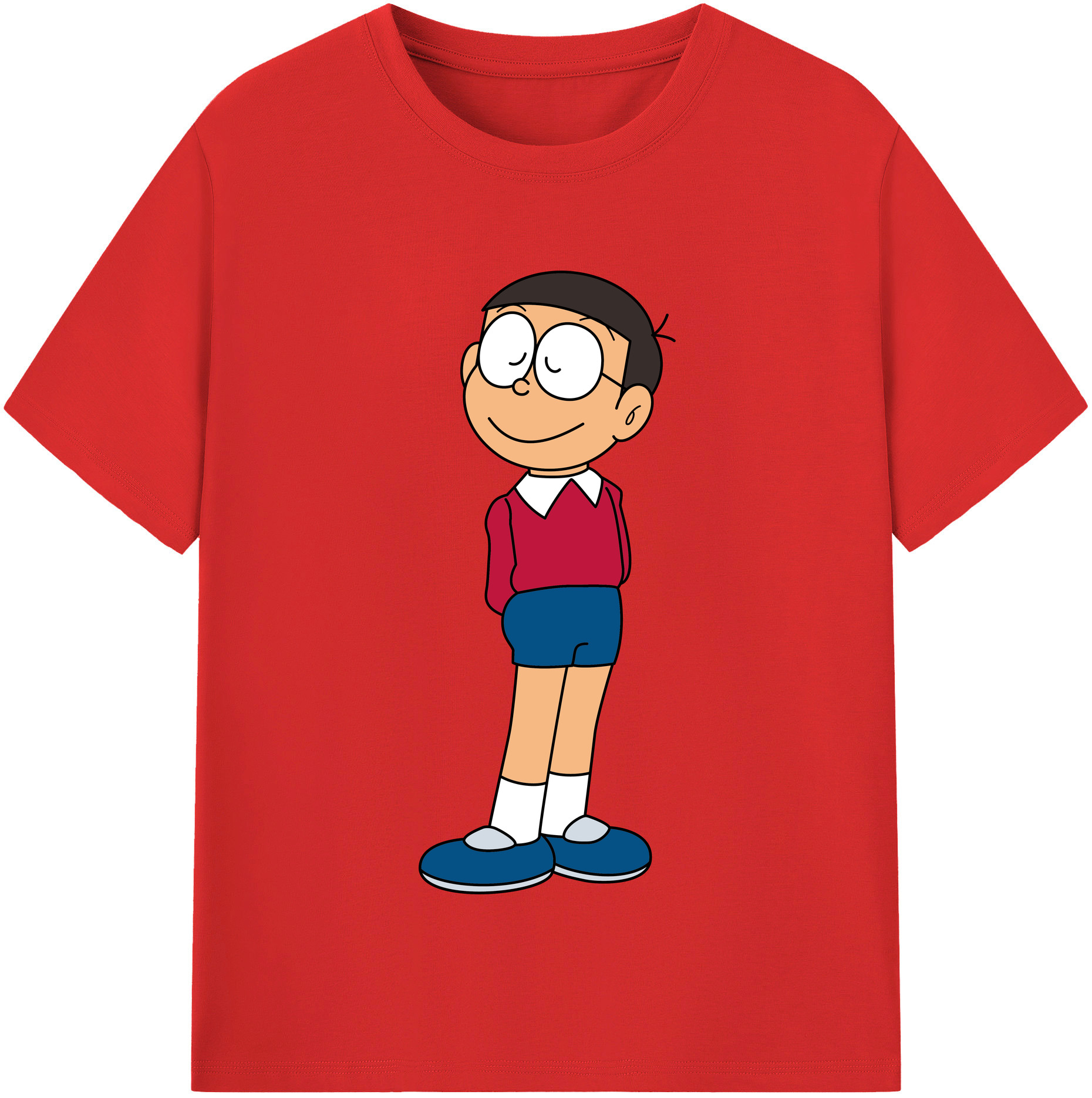 （画像用） ドラえもん 野比 のび太 Doraemon Nobita Nobi 綿100％半袖Tシャツ（フロントプリント）