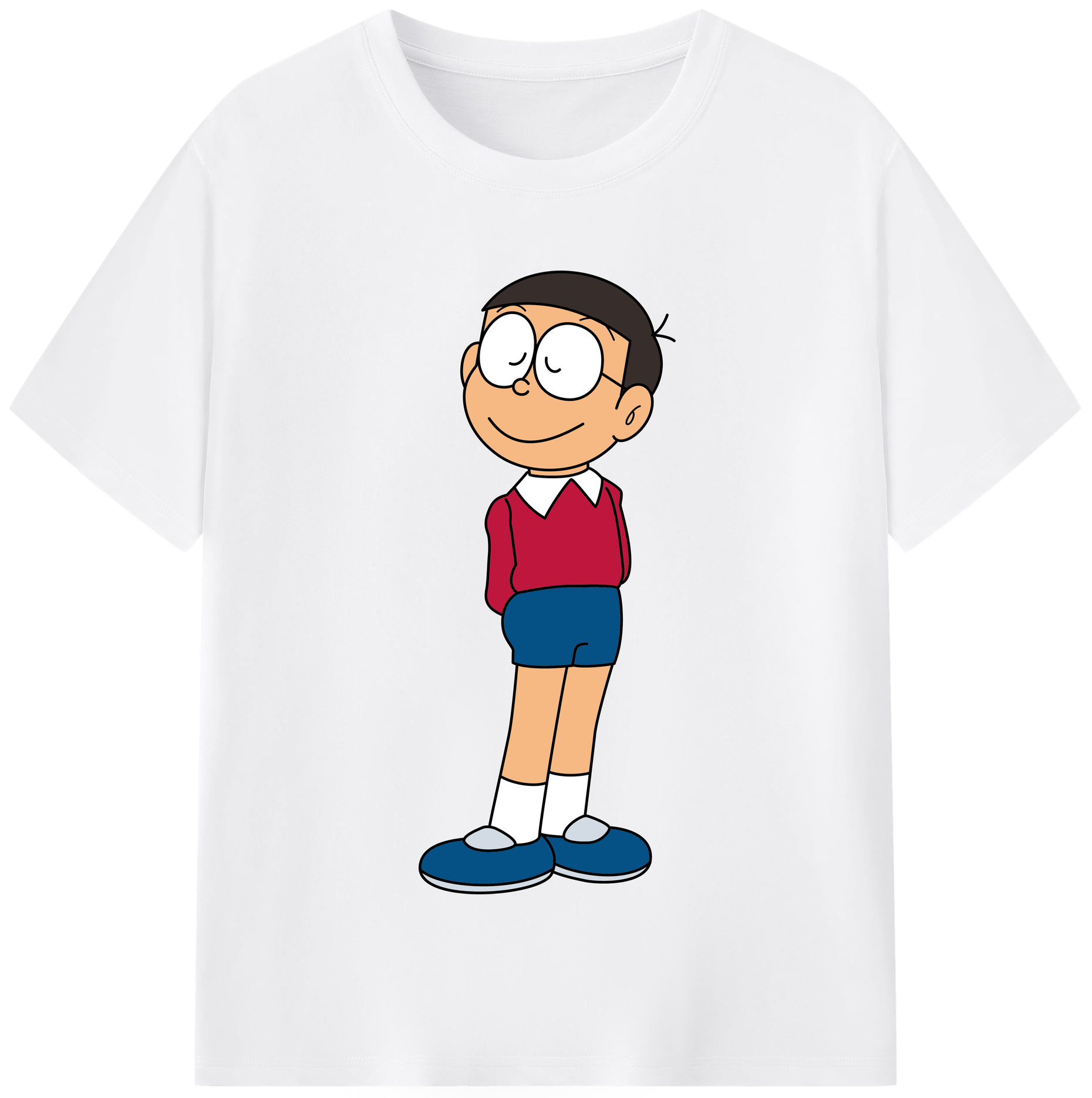 （画像用） ドラえもん 野比 のび太 Doraemon Nobita Nobi 綿100％半袖Tシャツ（フロントプリント）