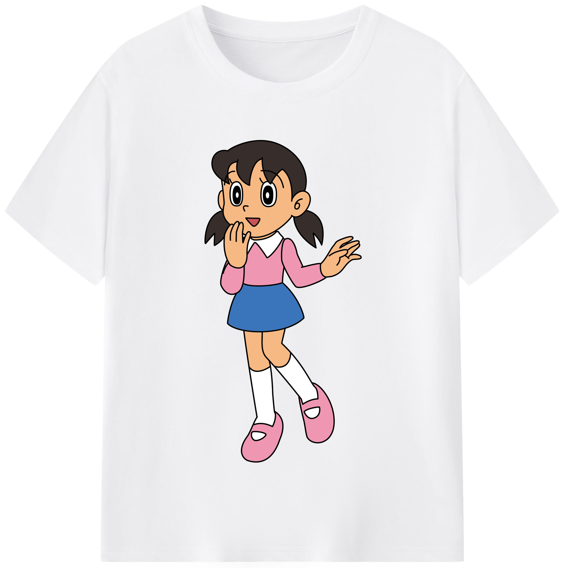 （画像用） ドラえもん みなもと しずか Doraemon Shizuka Minamoto 綿100％半袖Tシャツ（フロントプリント）