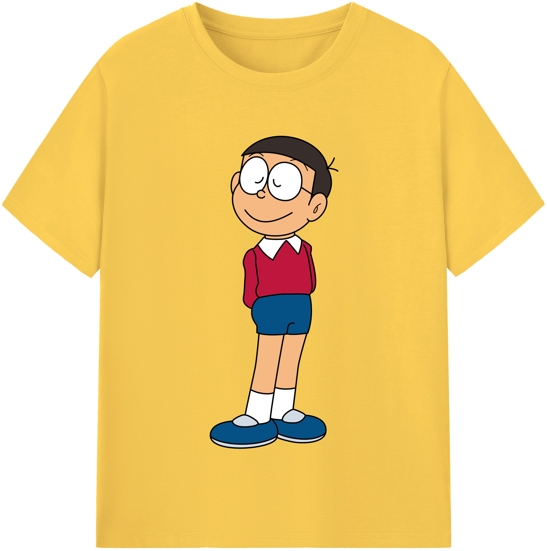 （画像用） ドラえもん 野比 のび太 Doraemon Nobita Nobi 綿100％半袖Tシャツ（フロントプリント）