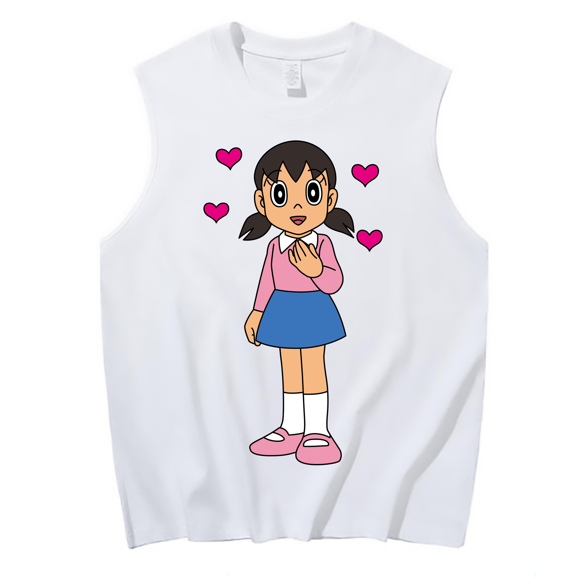 （画像用） ドラえもん みなもと しずか Doraemon Shizuka Minamoto コットン100％タンクトップ（フロントプリント）