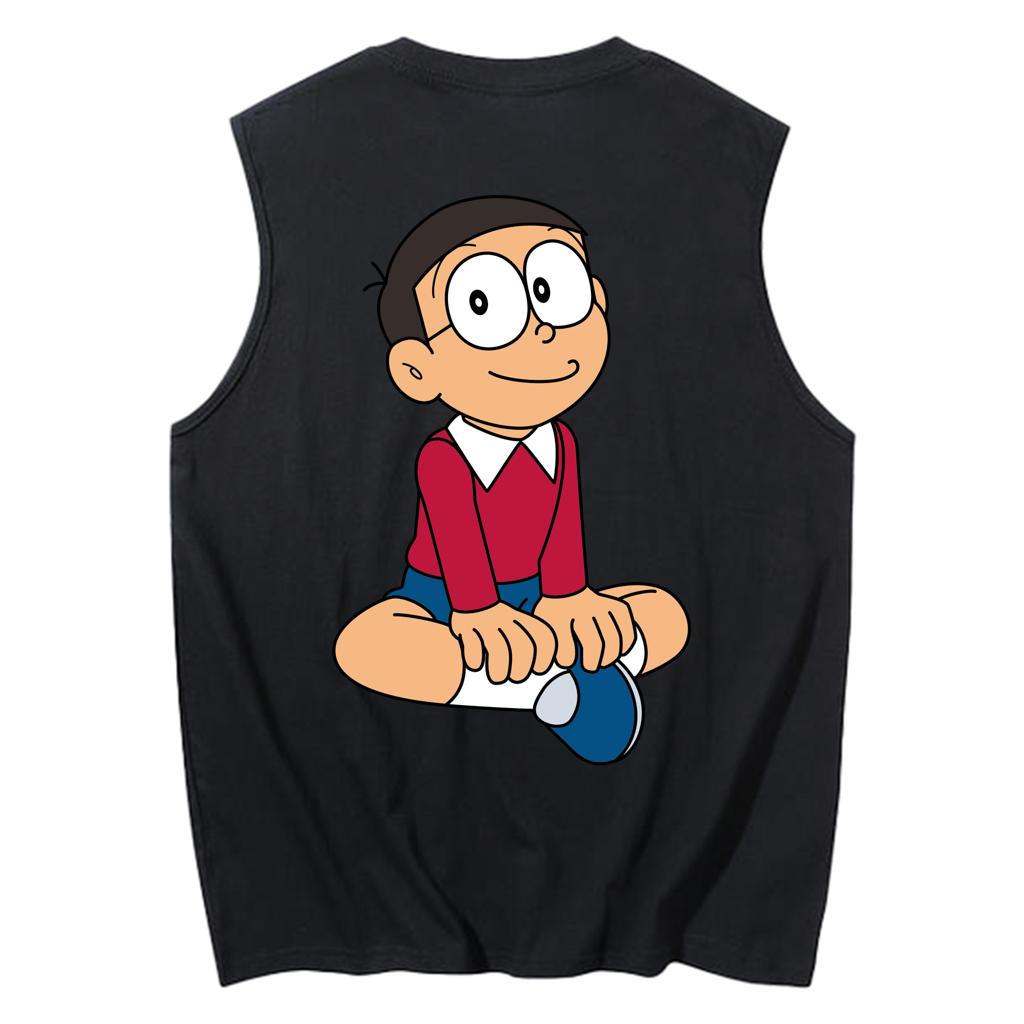 （画像用） ドラえもん 野比 のび太 Doraemon Nobita Nobi コットン100％タンクトップ（背面プリント）
