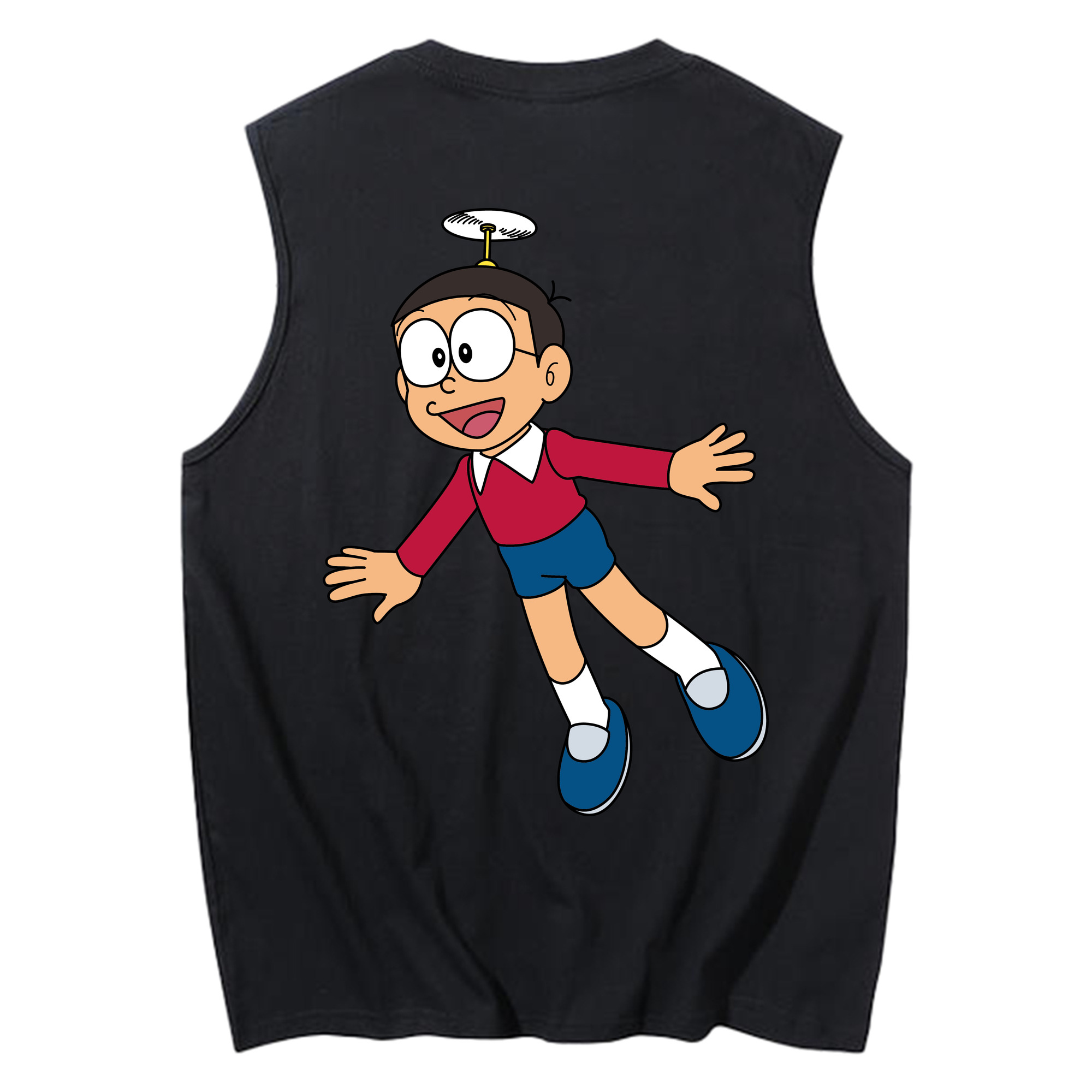 （画像用） ドラえもん 野比 のび太 Doraemon Nobita Nobi コットン100％タンクトップ（背面プリント）