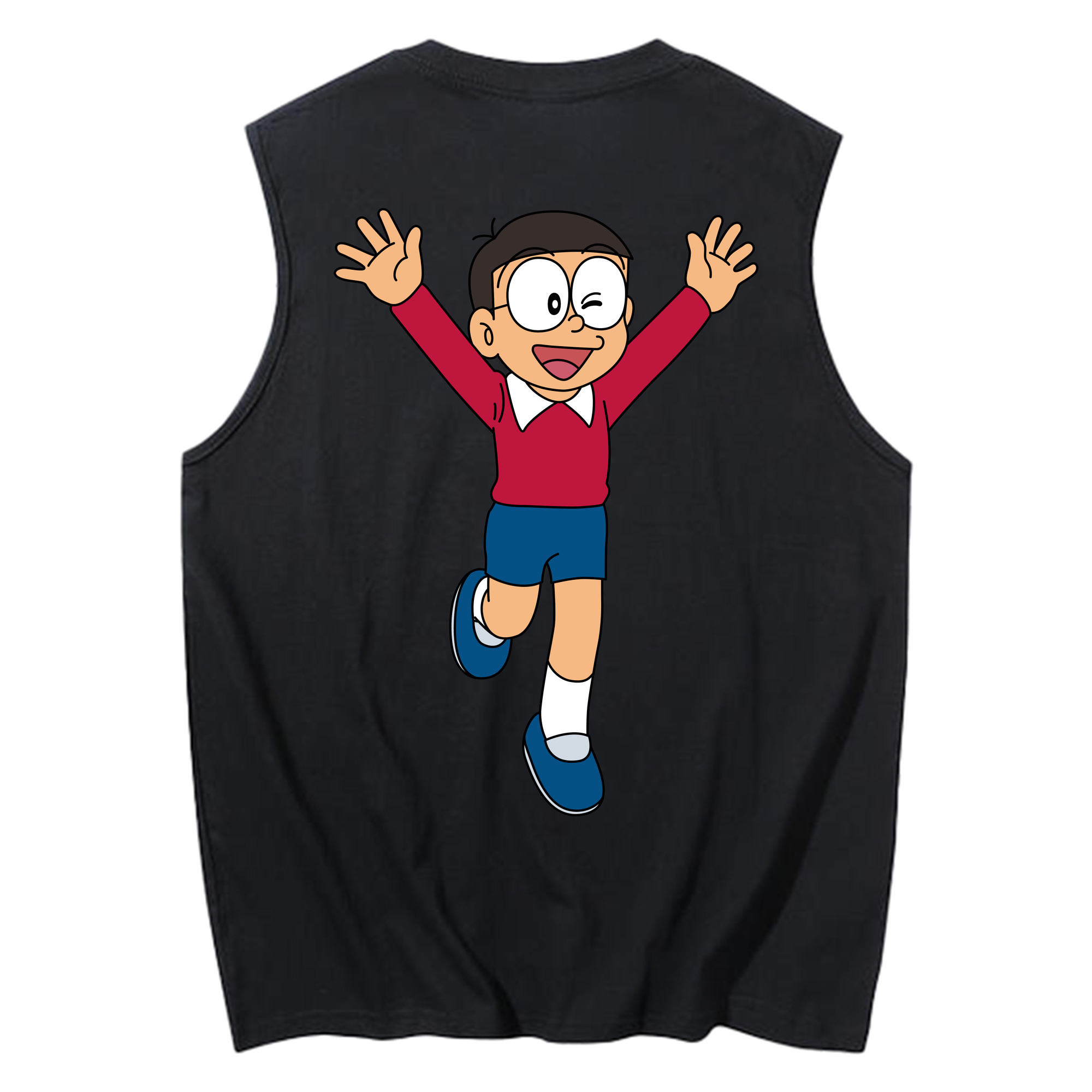 （画像用） ドラえもん 野比 のび太 Doraemon Nobita Nobi コットン100％タンクトップ（背面プリント）