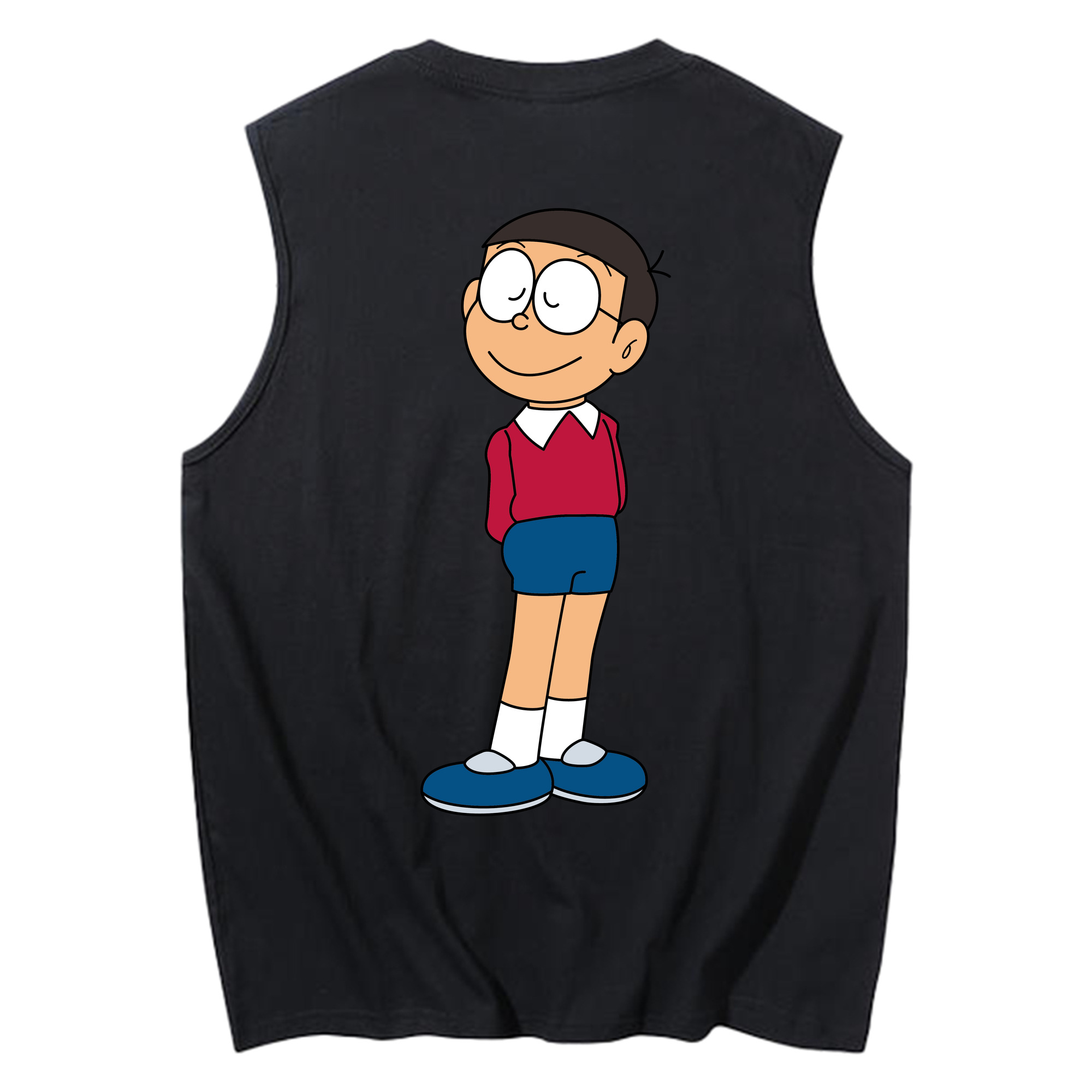 （画像用） ドラえもん 野比 のび太 Doraemon Nobita Nobi コットン100％タンクトップ（背面プリント）