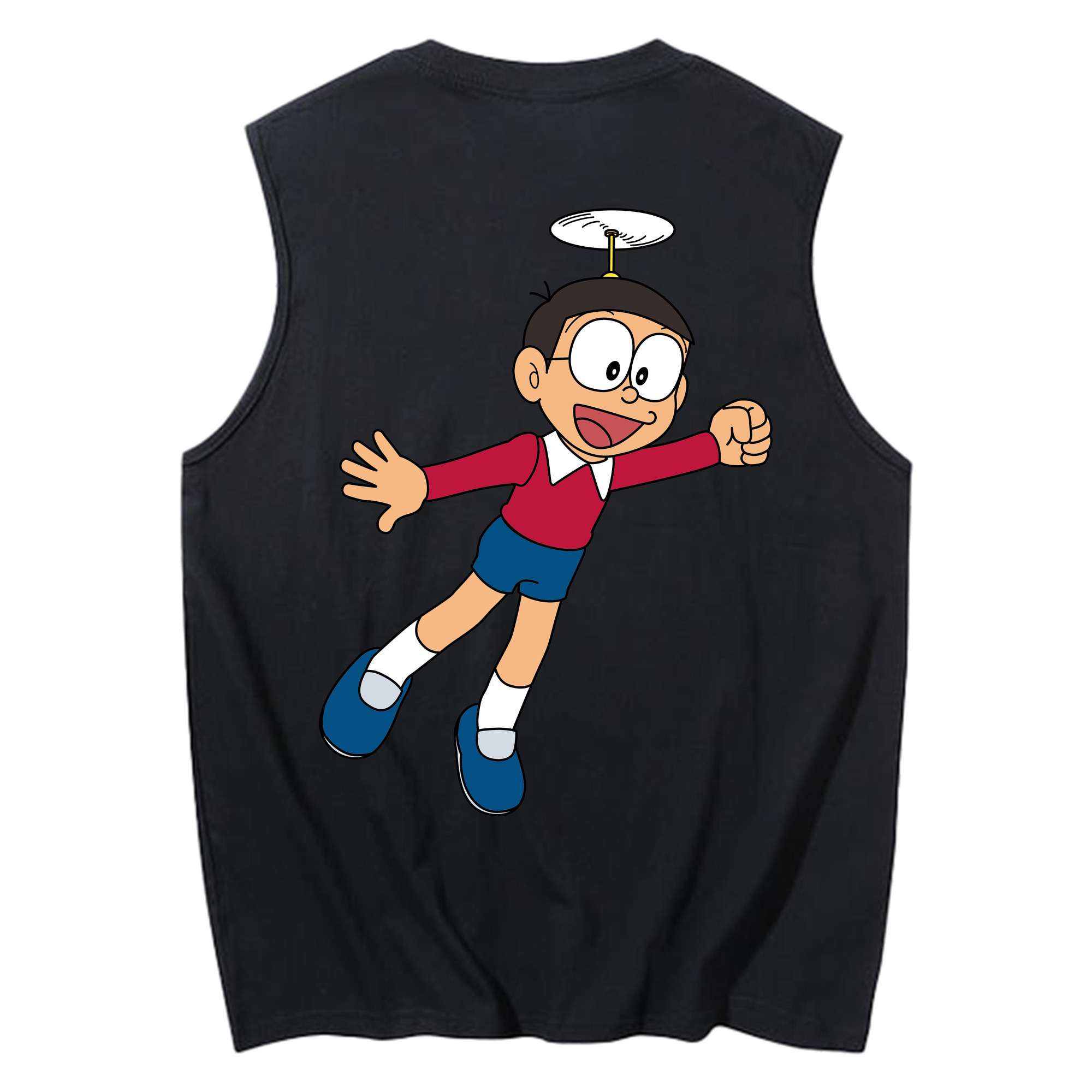 （画像用） ドラえもん 野比 のび太 Doraemon Nobita Nobi コットン100％タンクトップ（背面プリント）