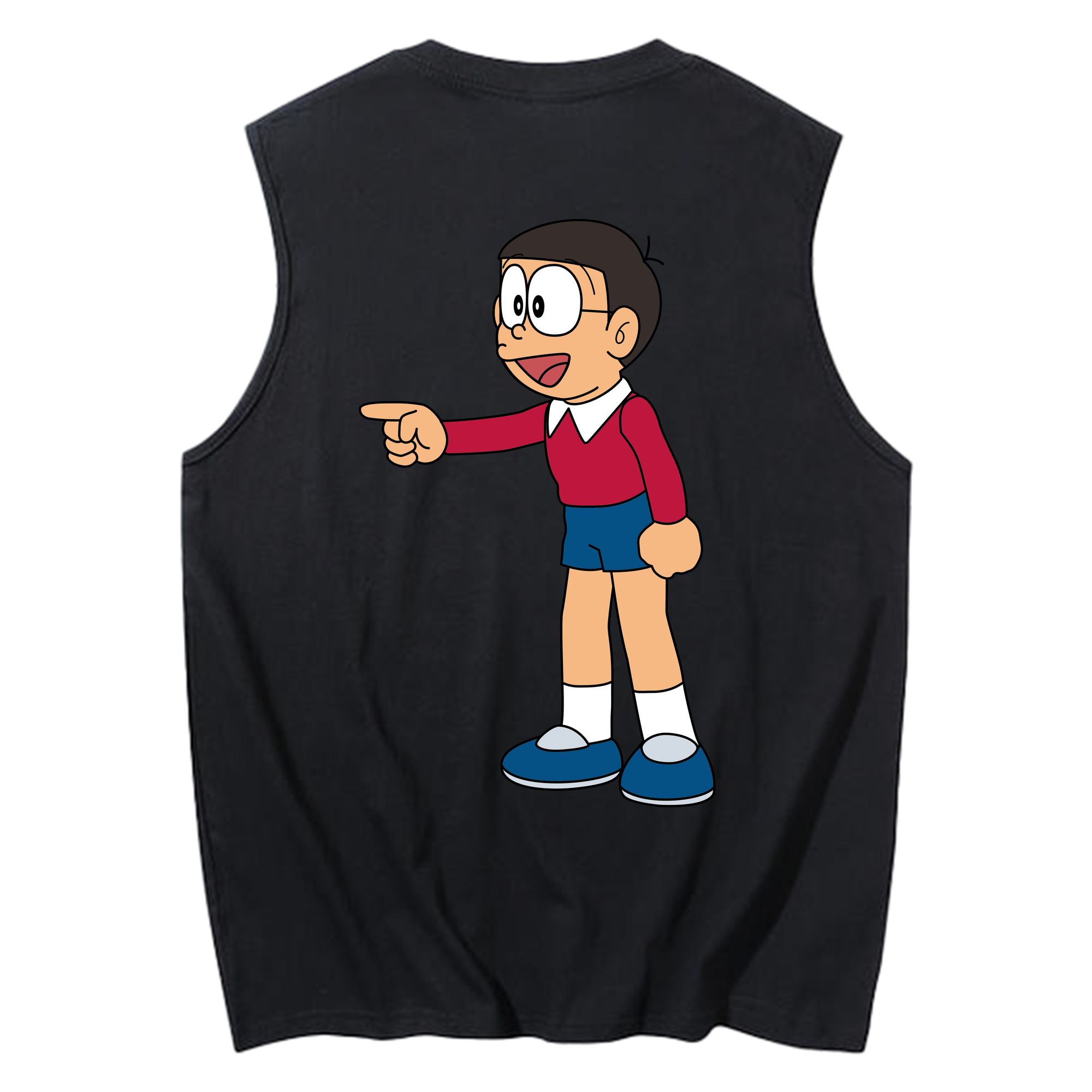 （画像用） ドラえもん 野比 のび太 Doraemon Nobita Nobi コットン100％タンクトップ（背面プリント）