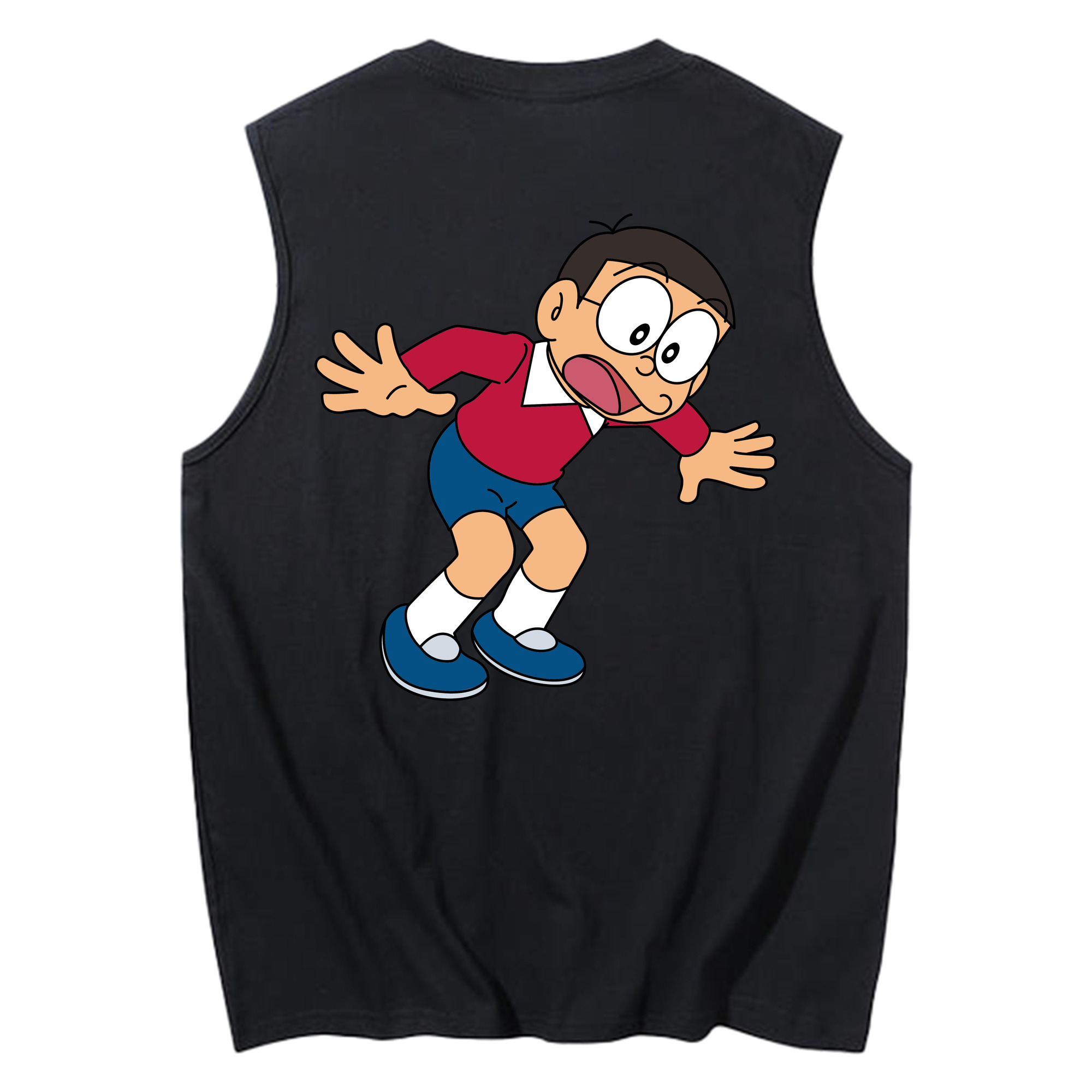 （画像用） ドラえもん 野比 のび太 Doraemon Nobita Nobi コットン100％タンクトップ（背面プリント）