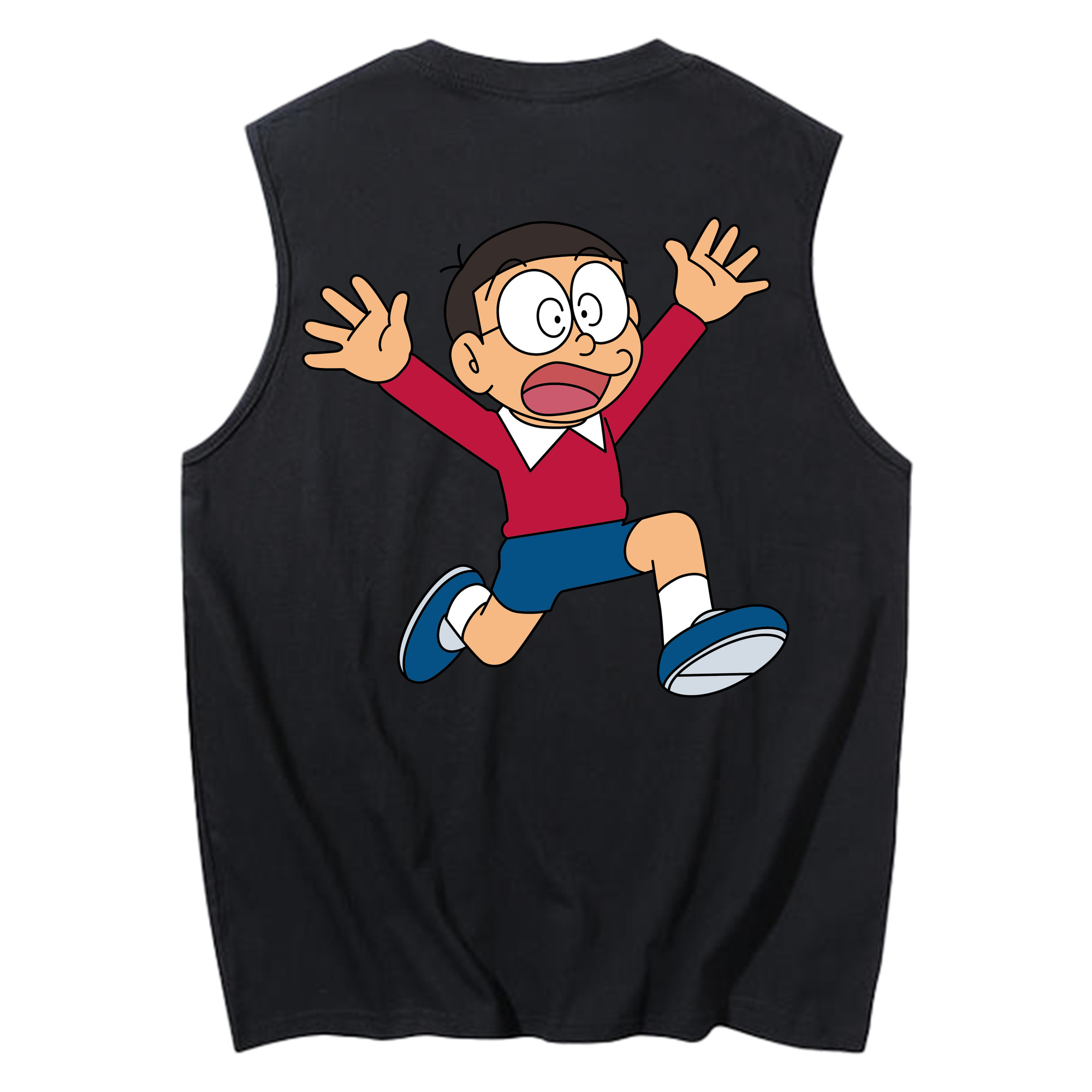 （画像用） ドラえもん 野比 のび太 Doraemon Nobita Nobi コットン100％タンクトップ（背面プリント）