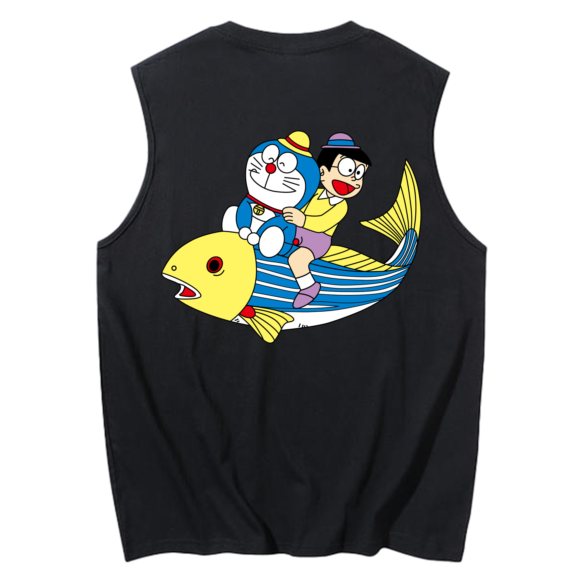 （画像用） ドラえもん 野比 のび太 Doraemon Nobita Nobi コットン100％タンクトップ（背面プリント）
