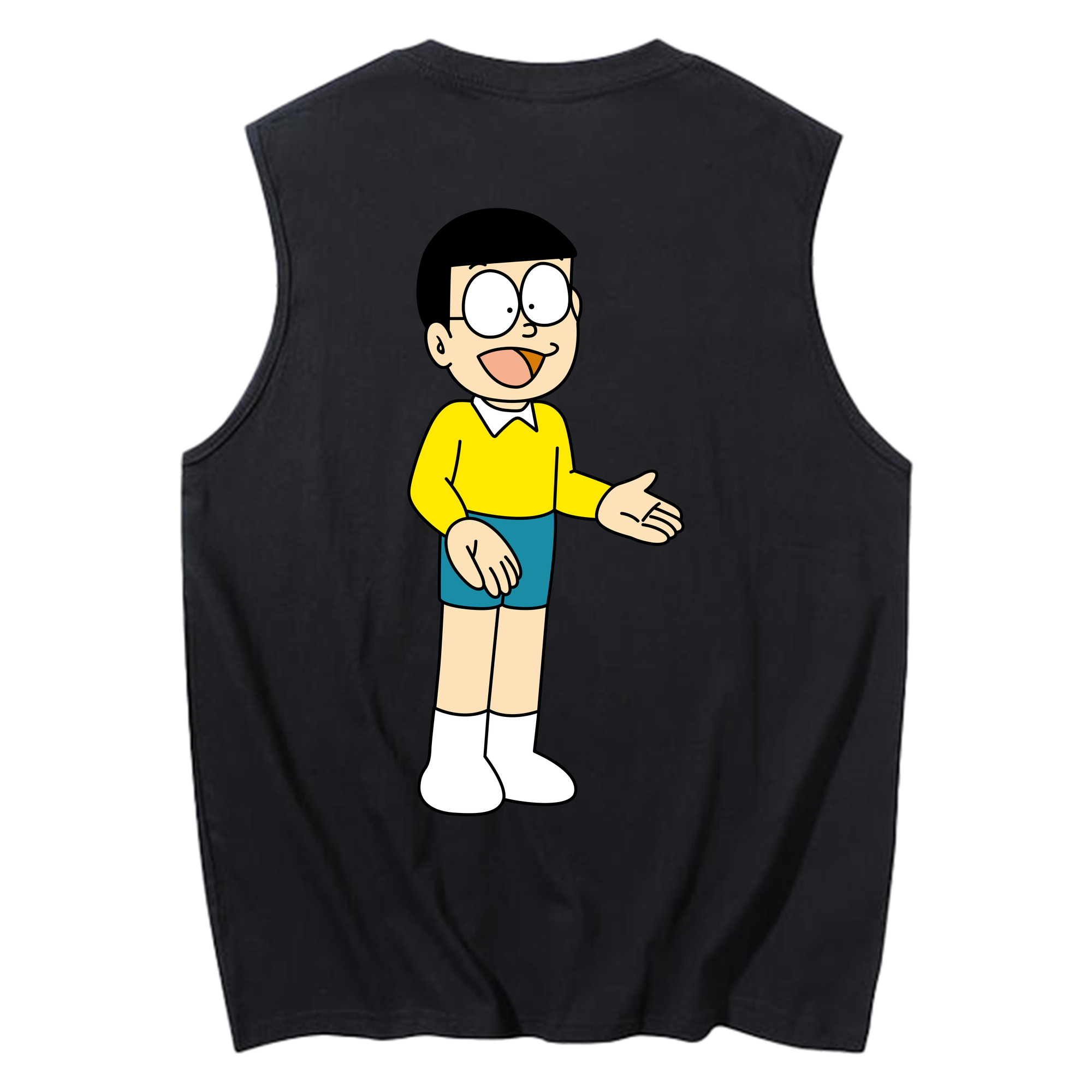 （画像用） ドラえもん 野比 のび太 Doraemon Nobita Nobi コットン100％タンクトップ（背面プリント）